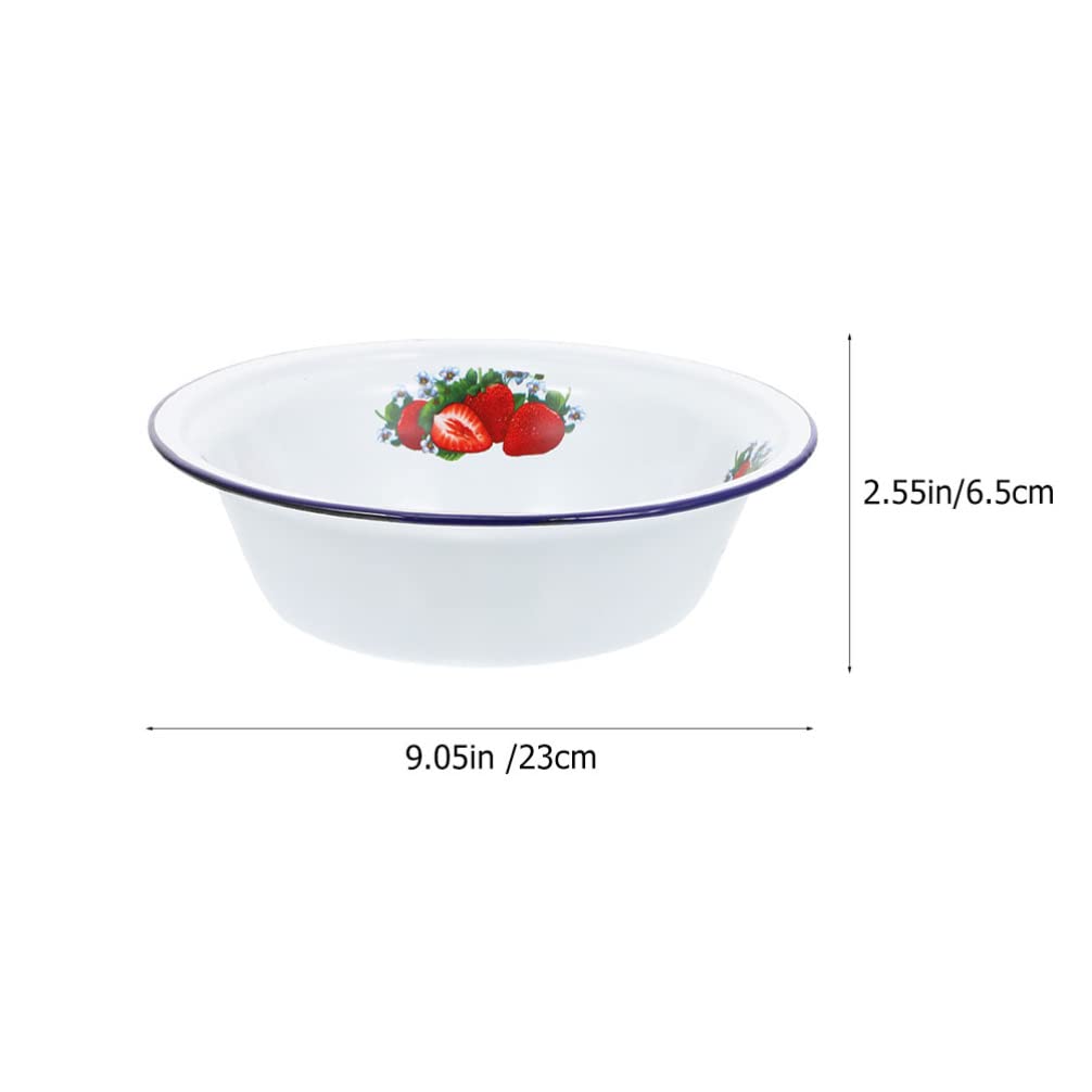 Hemoton Enamel Bowl - Multipurpose Camping & Kitchen Use for Fruits, Soup, Salad