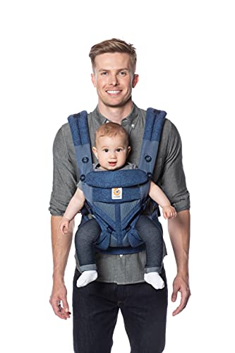 Ergobaby Omni 360 Baby Carrier - Adjustable All-Position Infant Carrier for Newborn to Toddler (7-45 lbs) with Lumbar Support & Breathable Cool Air Mesh - Blue Blooms Floral Design - Perfect for Hands-Free Parenting, Shopping & Outdoor Adventures