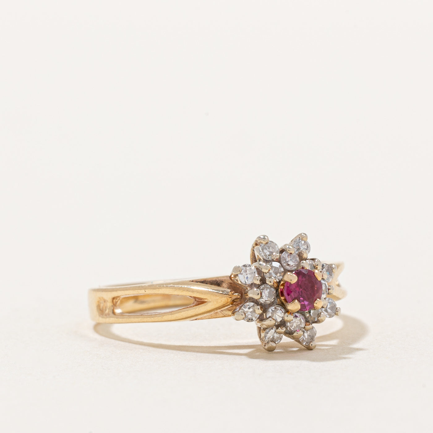 Exquisite Ruby & Diamond High Set Ring - 0.18ct Ruby & 0.16ctw Diamonds - Size 7.5 - Elegant Engagement, Anniversary or Gift Jewelry for Women