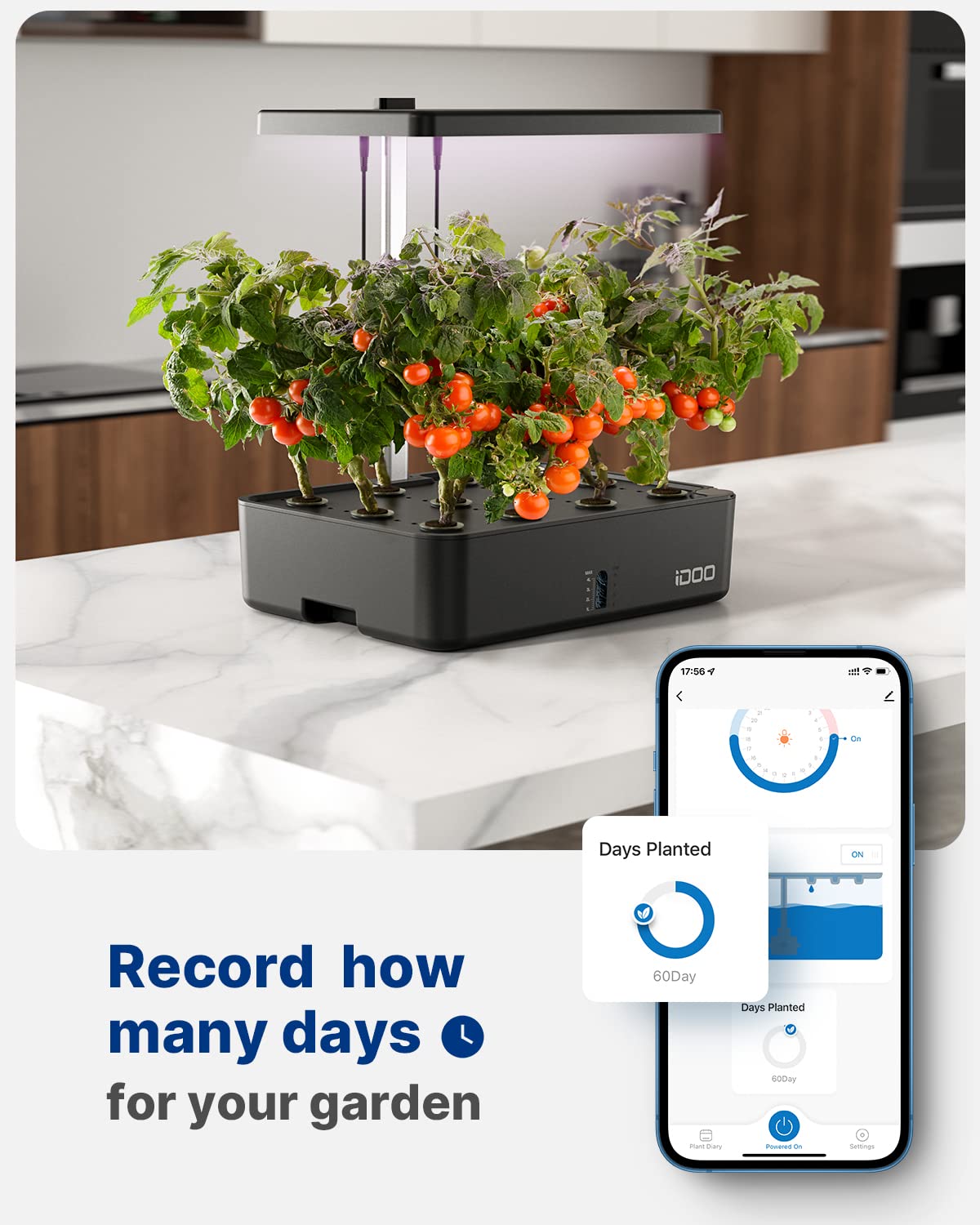 iDOO 12-Pod Hydroponics Growing System Kit with LED Grow Light, Built-in Fan & Auto Timer - Indoor Herb Garden for Home, Adjustable Height up to 11.3