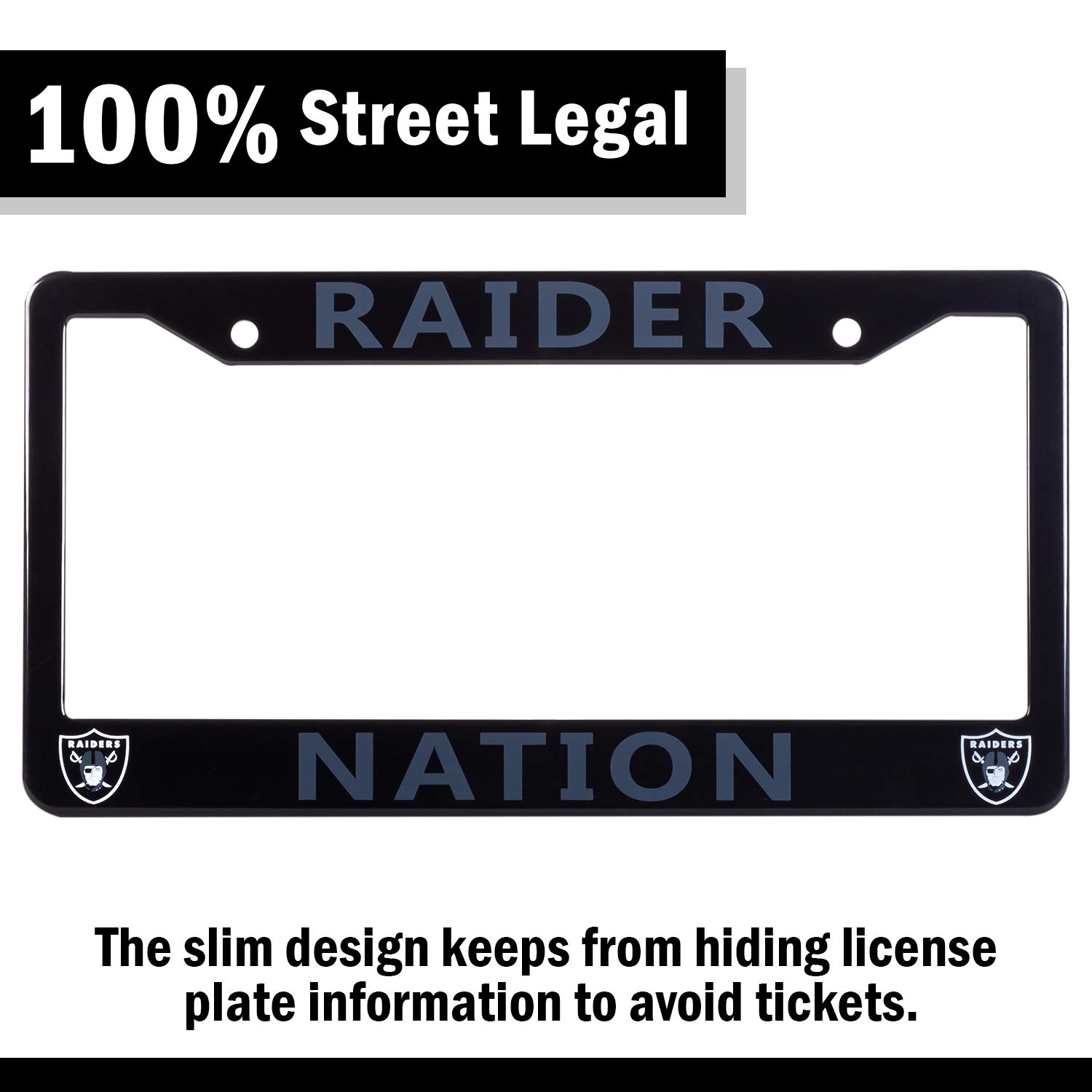 Las Vegas Raiders License Plate Frame - Black Slim Design 12.25
