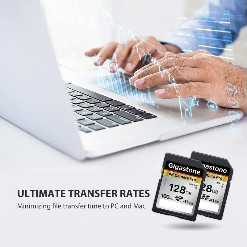 Gigastone 128GB or 256GB SDXC V30 UHS-I Memory Card - High Speed for DSLR Cameras, Drones, and 4K Video Recording
