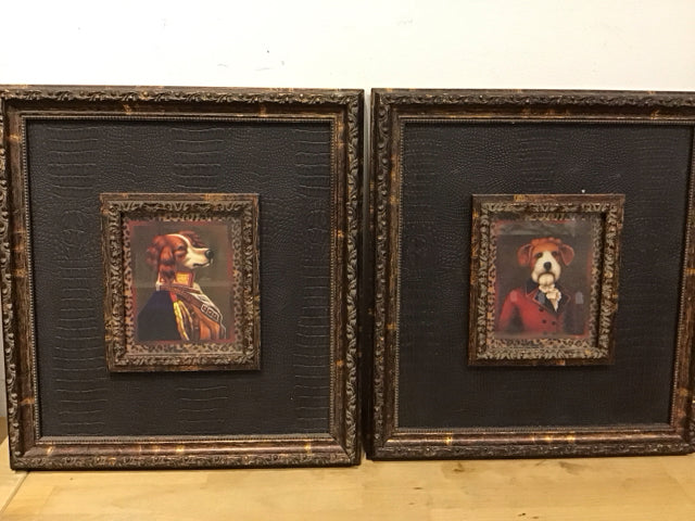 Vintage Dog Art Print Set - 14x15.5 Inch Pair - Classic Canine Wall Decor for Living Room, Bedroom & Office