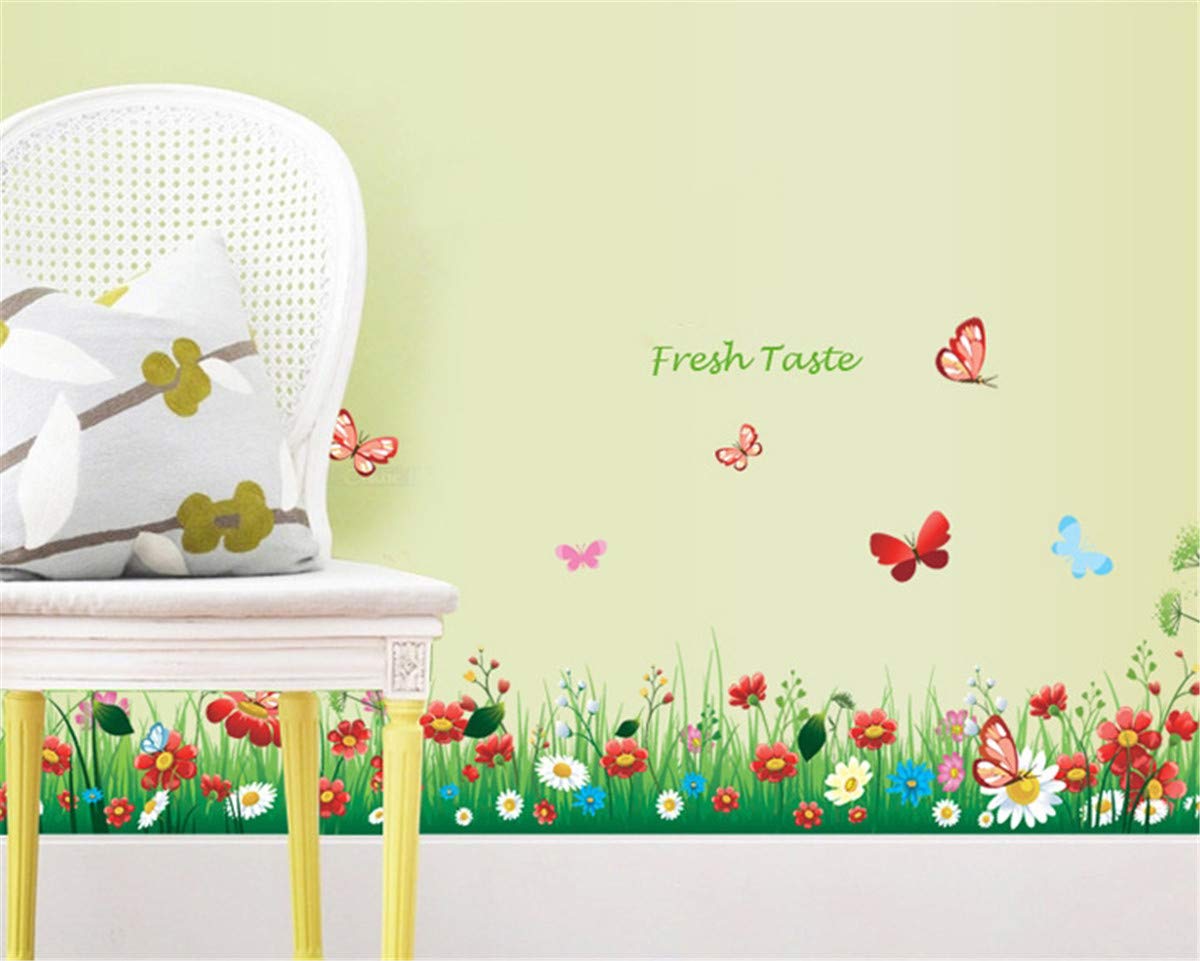 Reusable Flower Window Clings - Wild Grass with Butterflies & Insects Border Decal for Spring Home Decor | Glass Door & Window Stickers (2-Pack) | Perfect for Living Room, Bedroom, Kitchen & Office Decor
