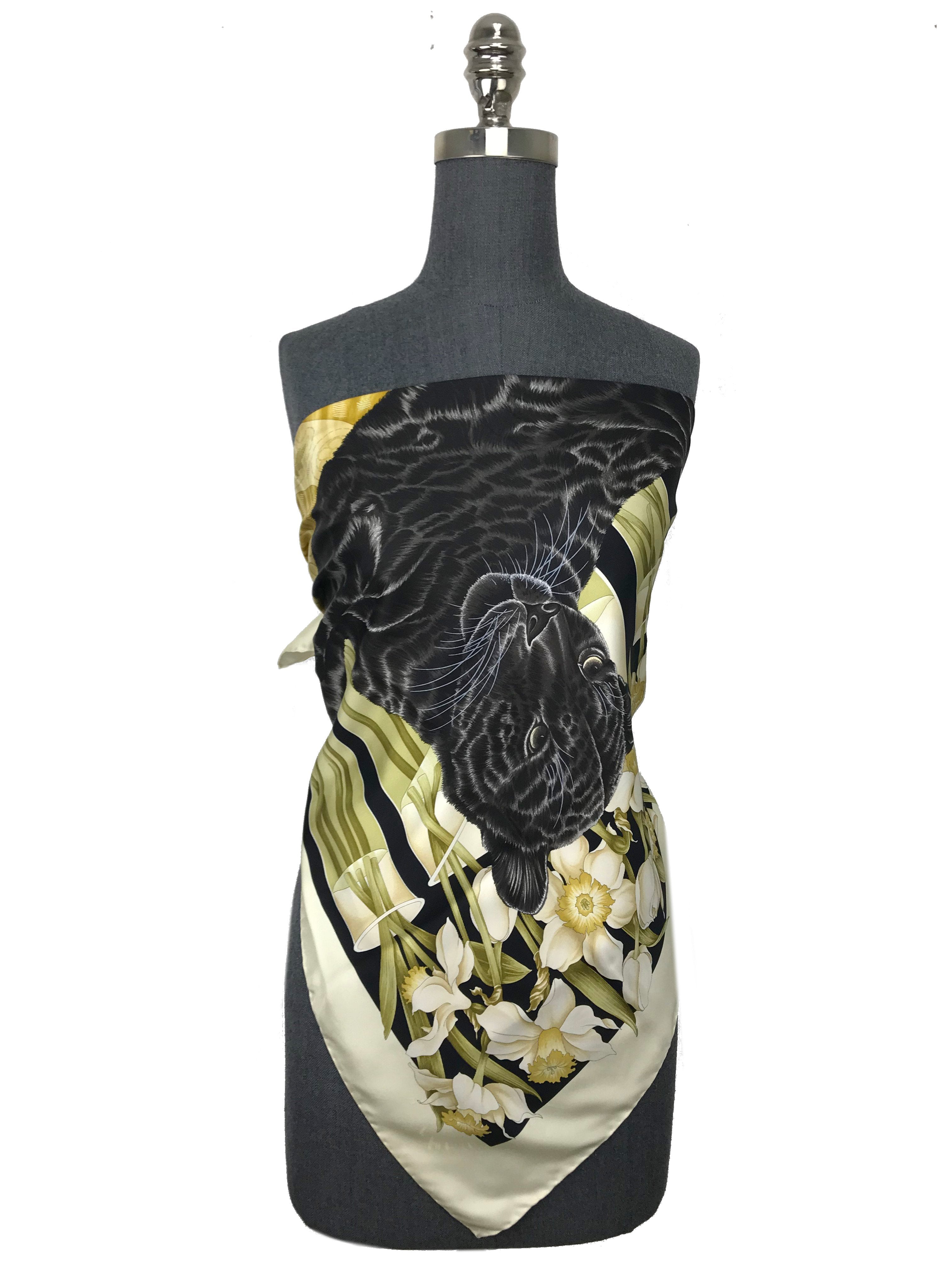 Salvatore Ferragamo Luxury Silk Scarf with Exotic Jaguar Print - Elegant Fashion Accessory for Women, Perfect for Gifts, Parties & Special Occasions