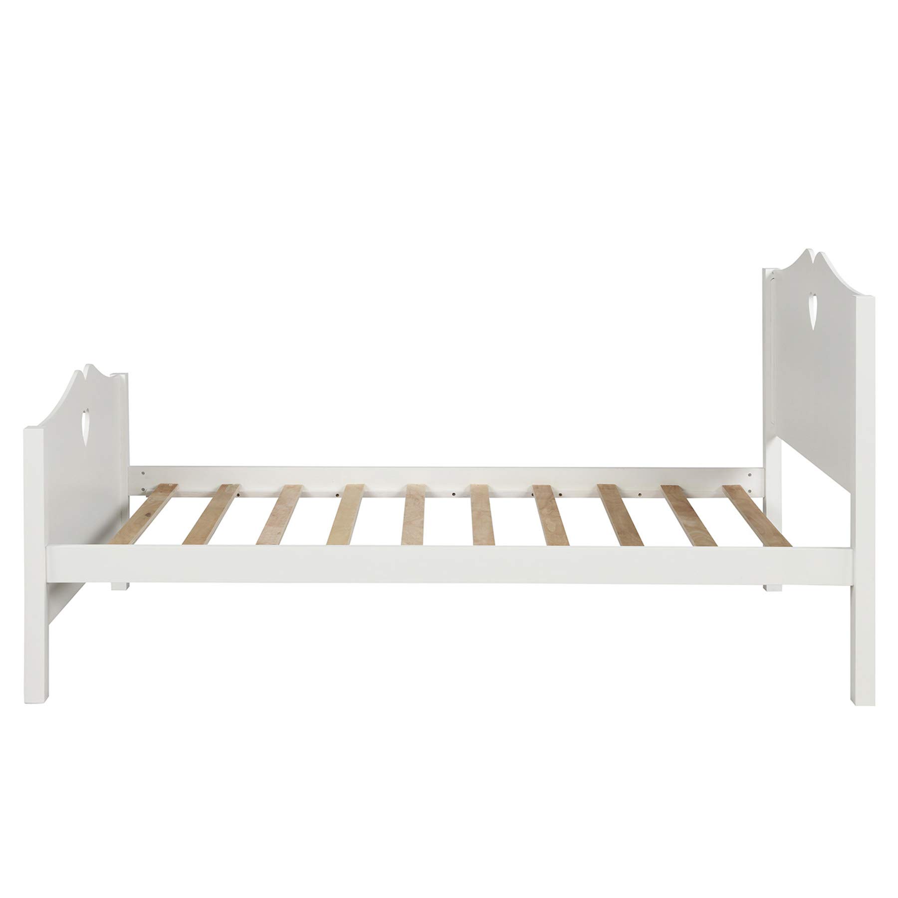P PURLOVE Twin Size Platform Bed Frame with Wood Slat Support - Sturdy Headboard & Footboard, Modern Minimalist Design (White) - Perfect for Small Bedrooms, Guest Rooms & Kids' Rooms