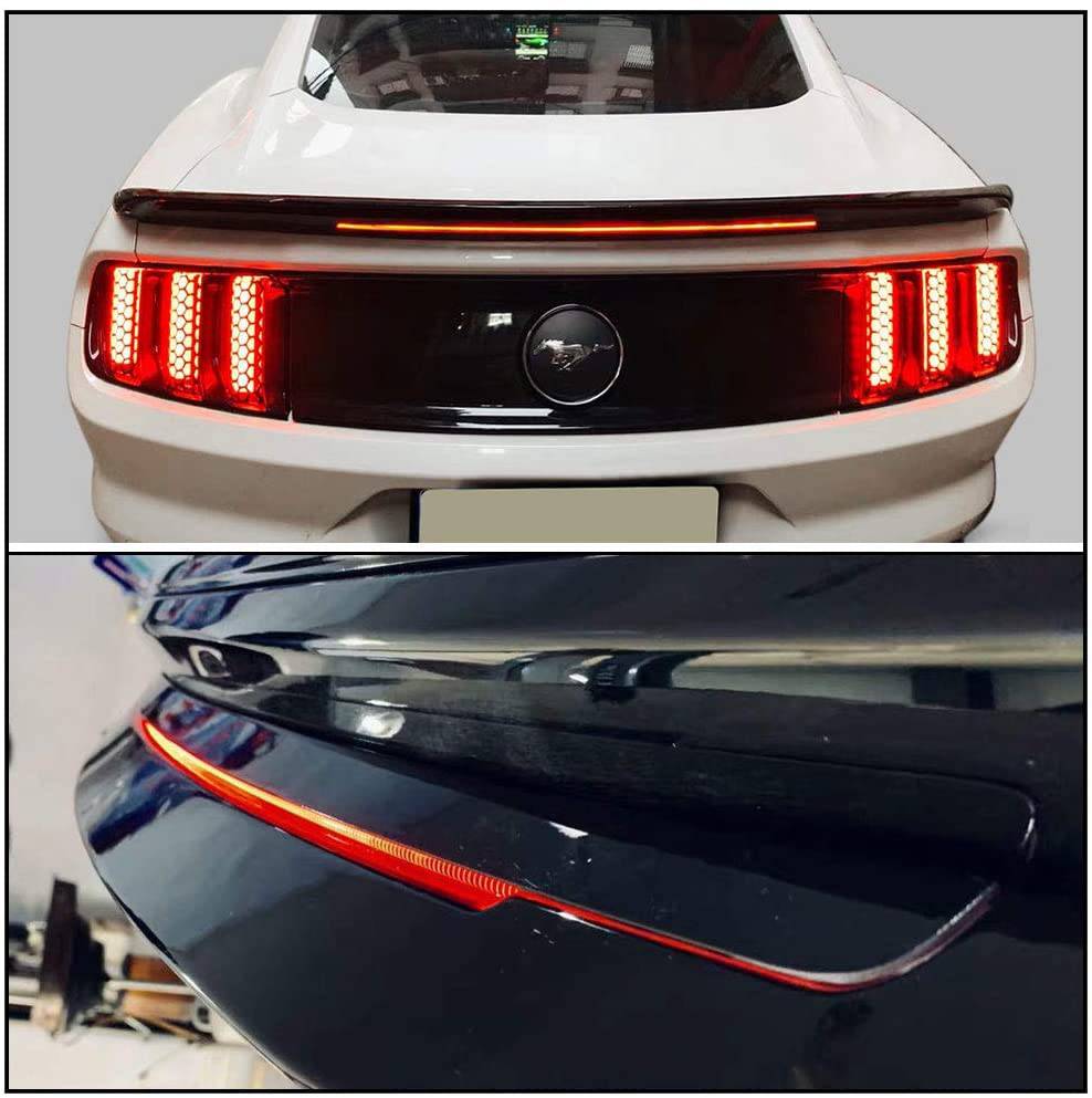 2015-2021 Ford Mustang 2DR Coupe Long LED Spoiler - Gloss Black ABS Material - High Performance Rear Wing for Street Racing & Car Shows