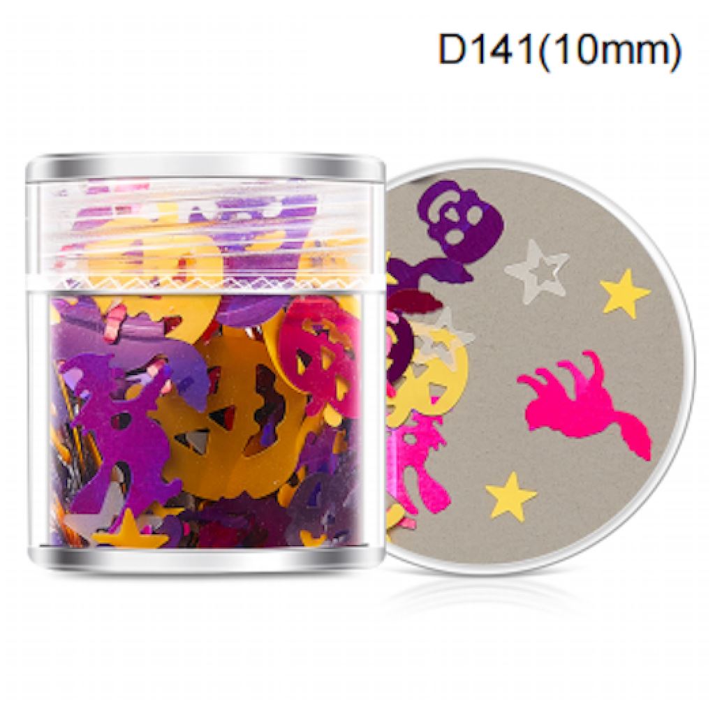 Halloween Nail Art Sequins - Self-Adhesive Glitter Nail Decorations for Costume Parties & DIY Nail Designs