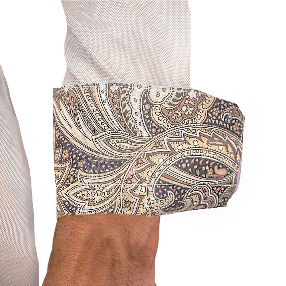 Premium Tan & Brown Paisley Pattern Dress Shirts for Men | 100% Cotton Formal Business Attire | Made in USA | Perfect for Office, Weddings & Special Occasions