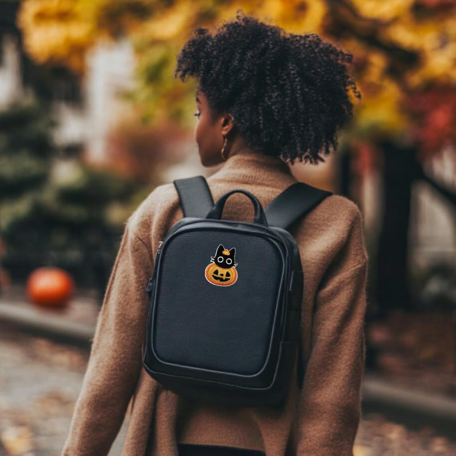 Halloween Pumpkin Black Cat Embroidered Iron On Patch - DIY Costume & Jacket Decoration for Halloween Parties & Cosplay