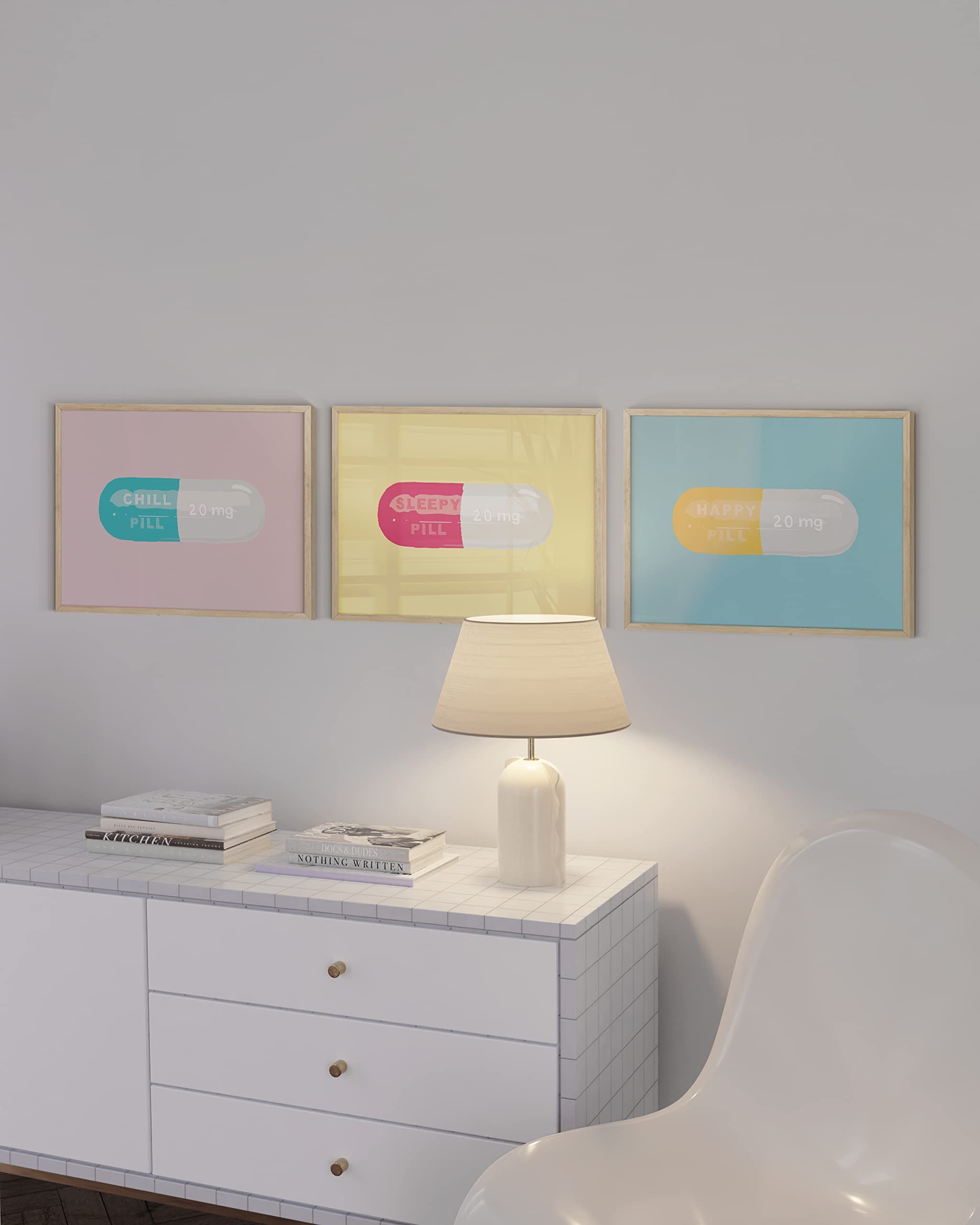 HAUS AND HUES Pop Art Wall Decor - 16x20 Beige Framed Aesthetic Print for Teen Girls Bedroom | Modern Room Decor, Trendy Teen Wall Art | Perfect for Dorm Rooms, Bedroom Makeovers & Gift Ideas