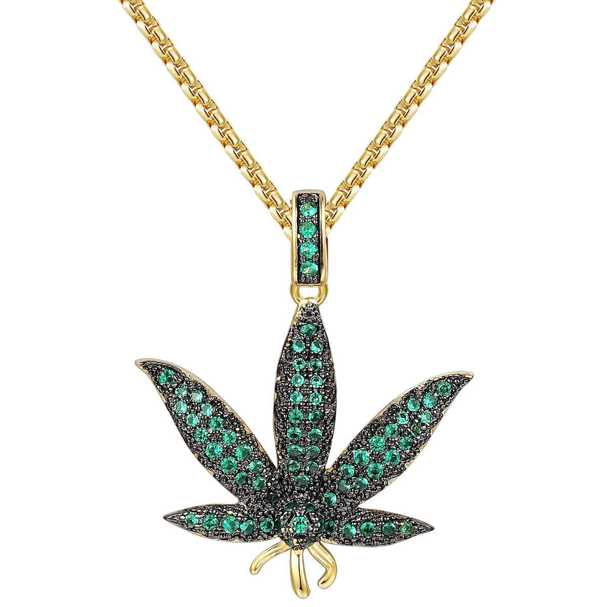 Green Marijuana Leaf Cannabis Pendant Necklace - 24 Inch Adjustable Chain for 420 Festival, Stoner Gifts & Hippie Fashion Accessories