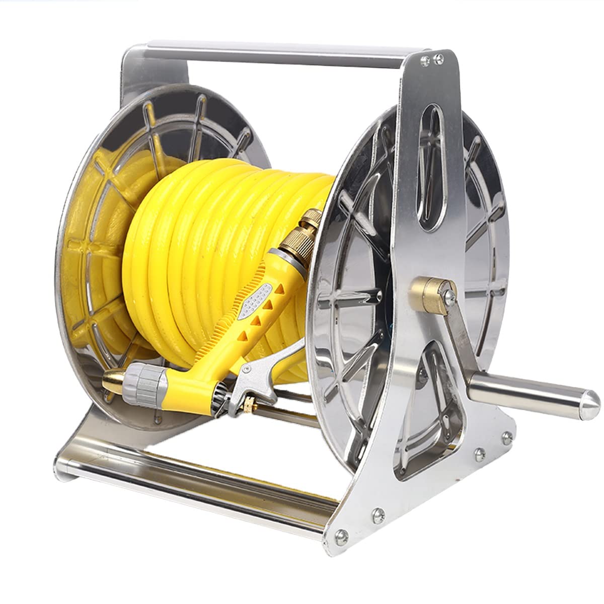 INVENOL Heavy Duty Stainless Steel Garden Hose Reel with 1/2