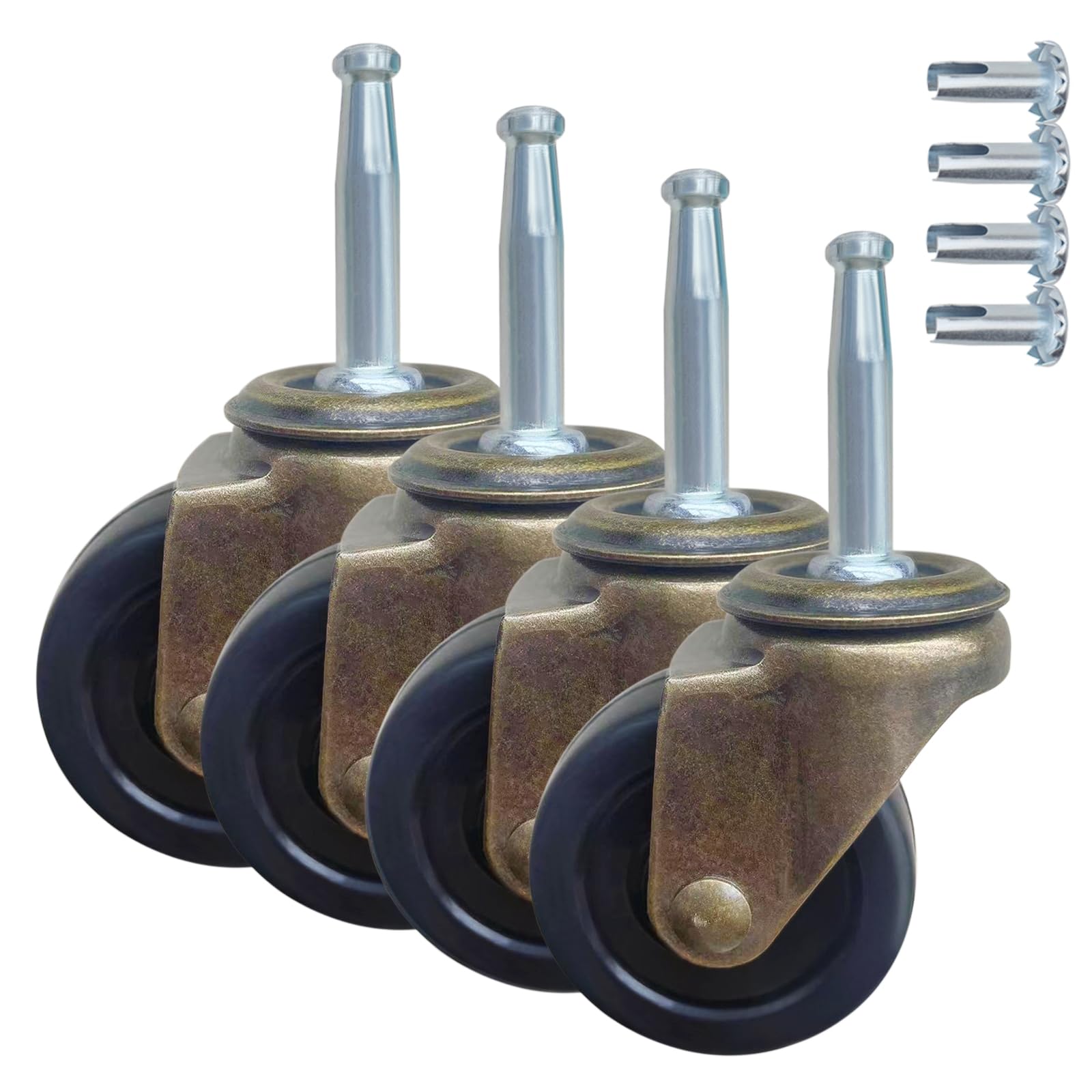 2.0 Inch Antique Caster Wheels - Set of 4 Furniture Casters with 5/16
