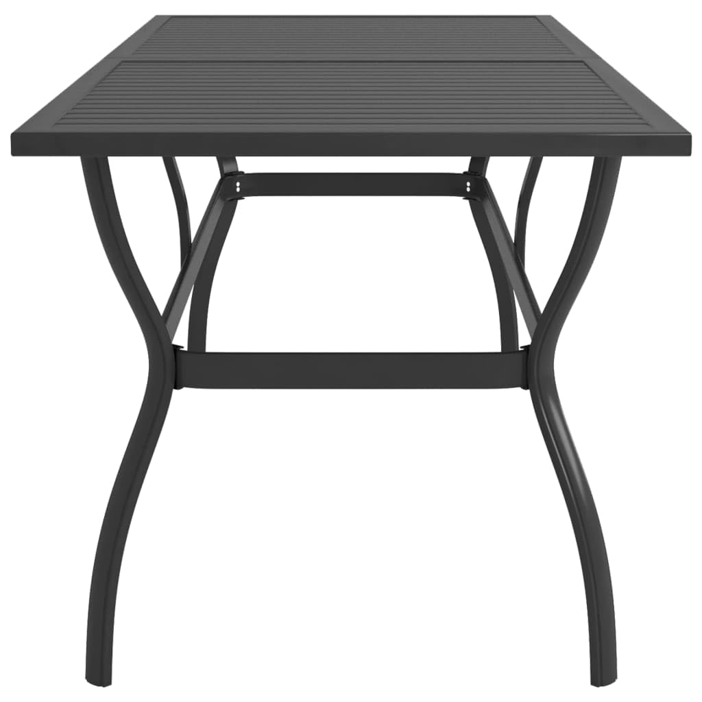 vidaXL Anthracite Rectangular Outdoor Dining Table - Powder-Coated Steel Patio Table with Slatted Design - Industrial Style for Backyard, Garden & Poolside - Easy Assembly - 74.8