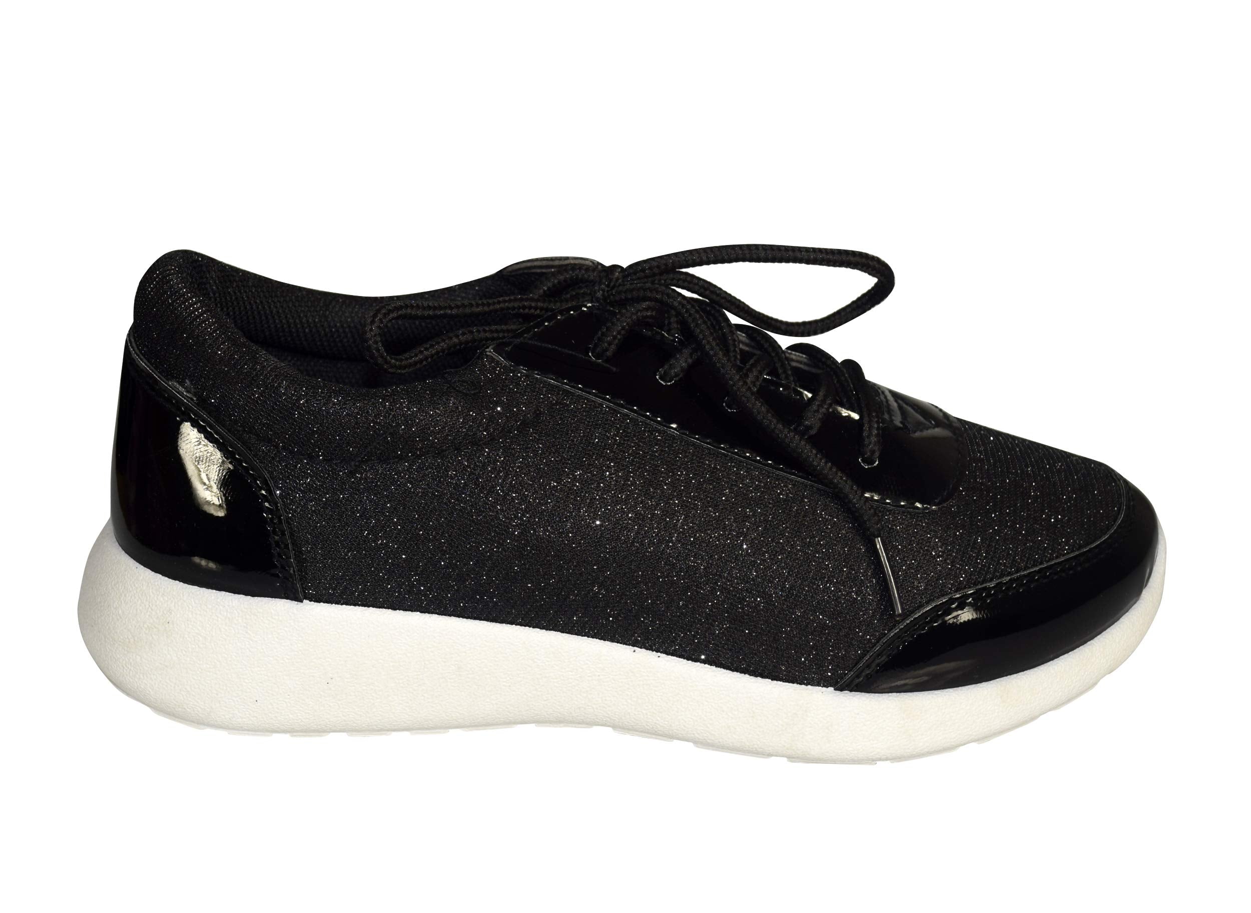 Sparkling Glitter Lace-Up Platform Sneakers for Women - Comfortable Elastic Casual Shoes for Party, Dance & Everyday Wear