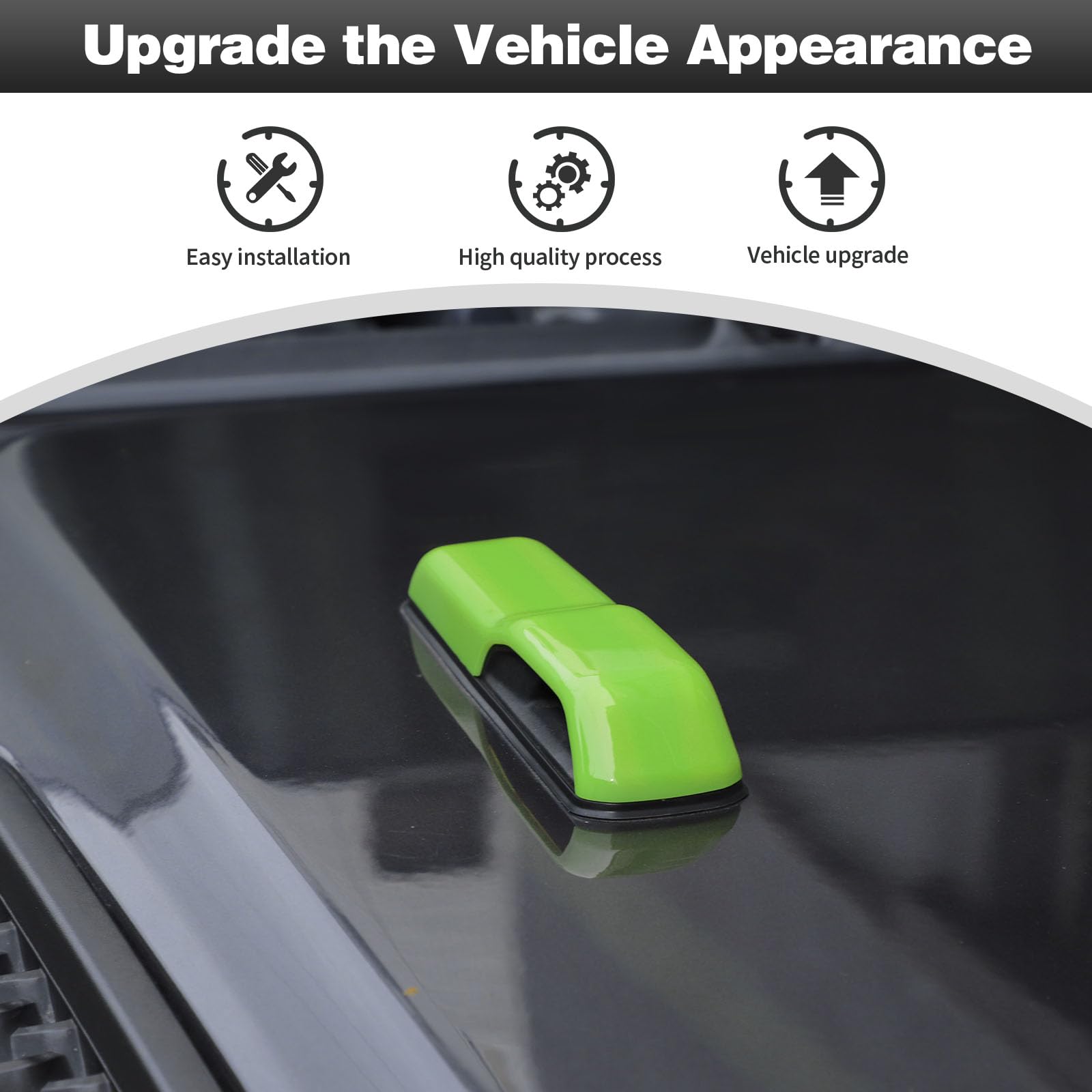 CheroCar JL Engine Hood Hinge Cover Decoration Stickers - Exterior Accessories for 2018 Jeep Wrangler JL (Light Green) | Durable Protective Cover for Off-Road Adventures & Car Shows