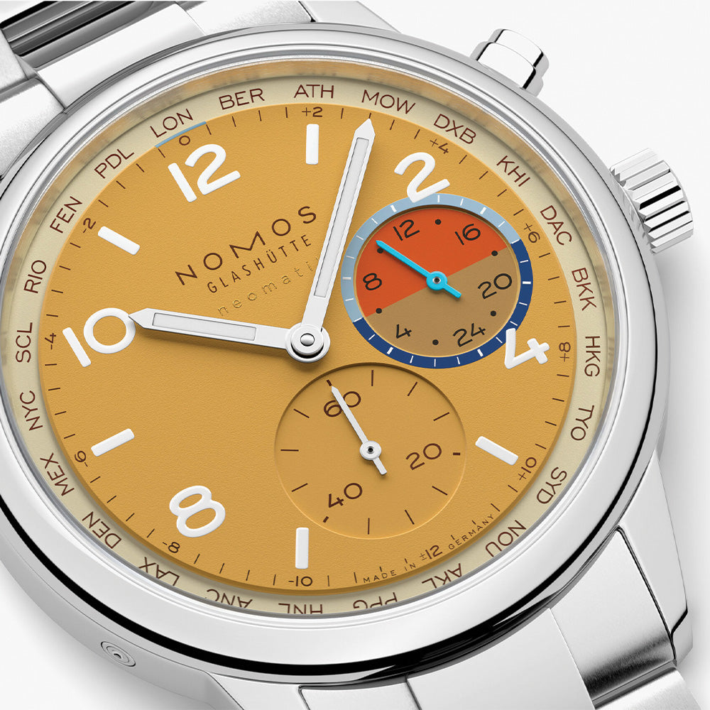 NOMOS Club Sport Neomatik Worldtimer Limited Edition 40mm Watch with Stainless Steel Bracelet - Perfect for Travelers & Luxury Watch Collectors