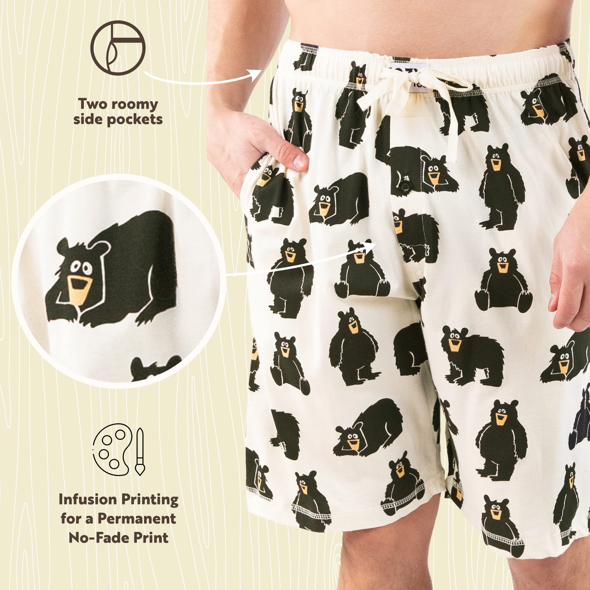 Lazy One Men's Pajama Shorts - Soft Cotton Sleepwear & Lounge Pants for Comfortable Sleep, Relaxing at Home or Summer Nights