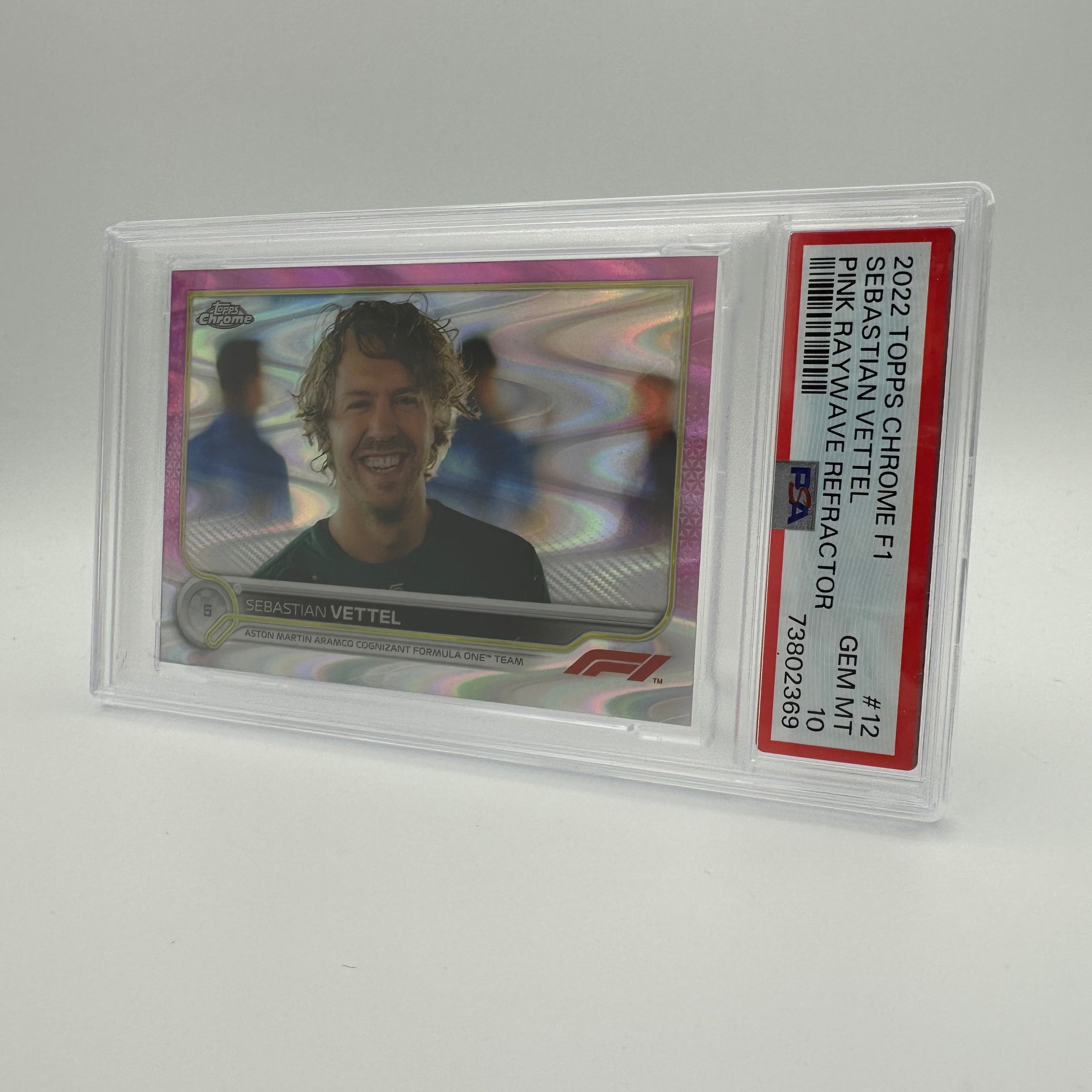 PSA 10 41/75 Sebastian Vettel #12 Pink Raywave Refractor - 2021 Topps Chrome Formula 1 Racing Card for Collectors & Investors | Perfect for Display, Trading, and F1 Memorabilia Collections