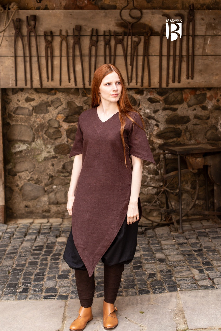 Women's Laylin Brown Tunic Top - Casual Long Sleeve Blouse for Work & Everyday Wear