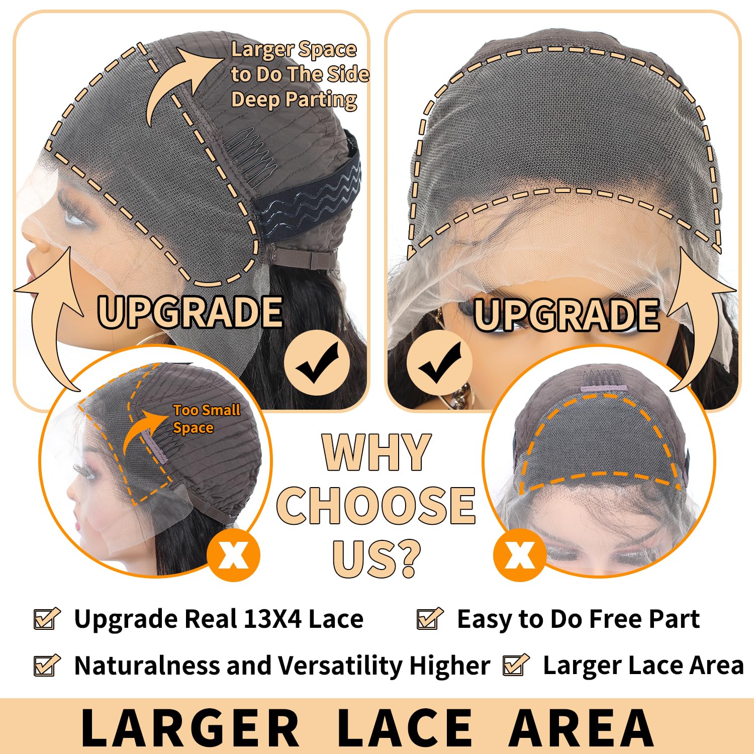 Deep Wave Lace Front Wigs Human Hair 200% Density 13x4 HD Transparent Full Lace Frontal Wigs - Glueless Deep Curly Human Hair Wig with Baby Hair & Pre-Plucked Hairline for Women (32 Inch) - Perfect for Daily Wear, Cosplay, Parties & Special Occasions