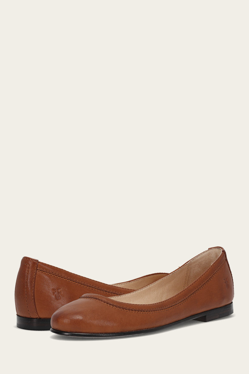 Carson Ballet Flats in Cognac - Women's Comfortable Leather Shoes for Work, Casual & Dressy Occasions