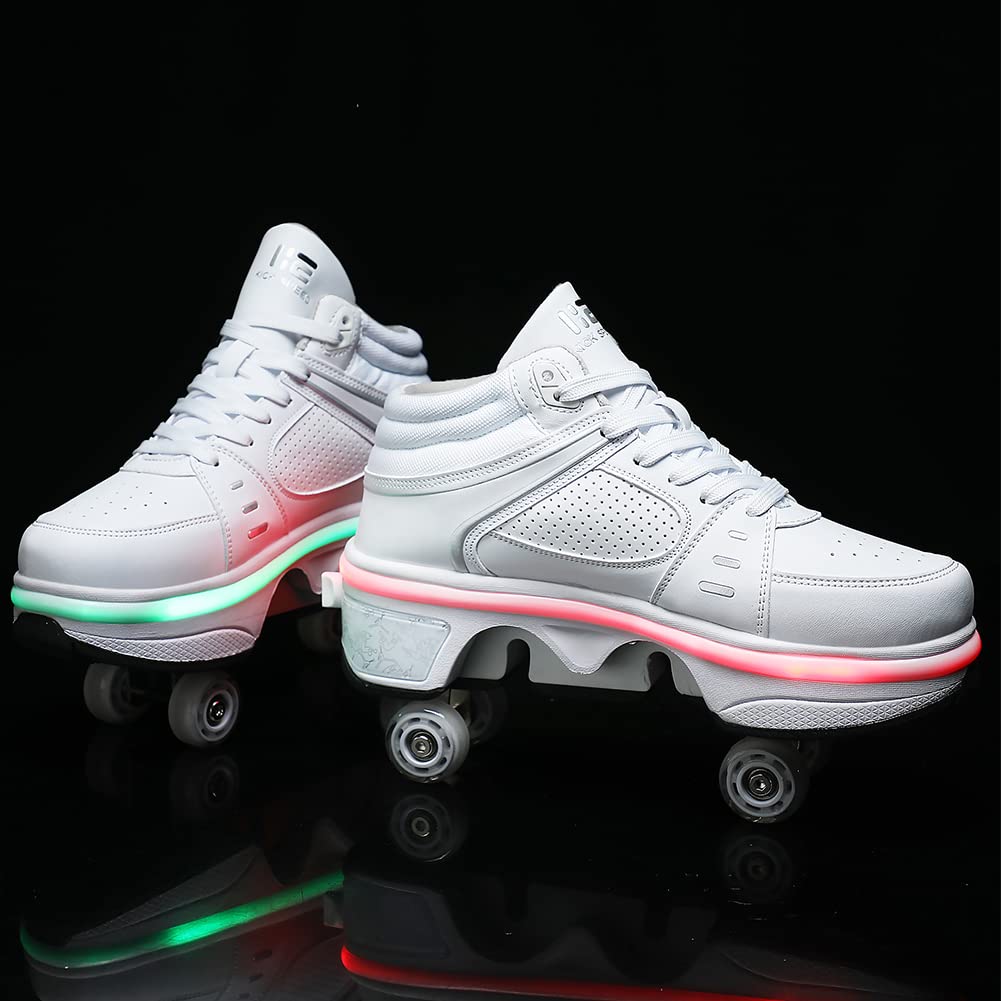 2-in-1 Roller Skates & Sneakers for Men Women - Retractable Wheel Skate Shoes for Outdoor Fun, Fitness & Commuting - Perfect for Skating, Walking & Daily Use
