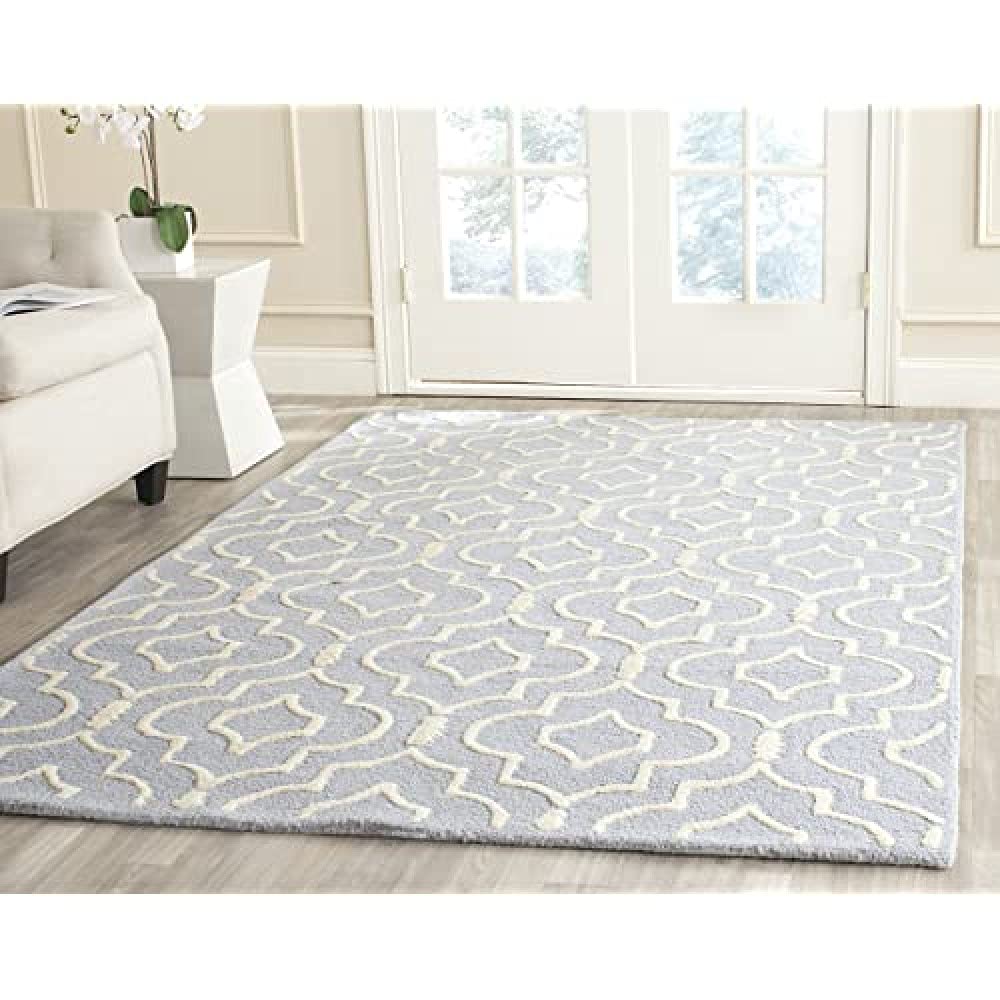 SAFAVIEH Cambridge Collection Handmade Moroccan Wool Area Rug - 5' x 8', Light Blue & Ivory, Non-Slip & Durable for High Traffic Areas - Perfect for Living Room, Bedroom, Office & Entryway Decor (CAM141A)
