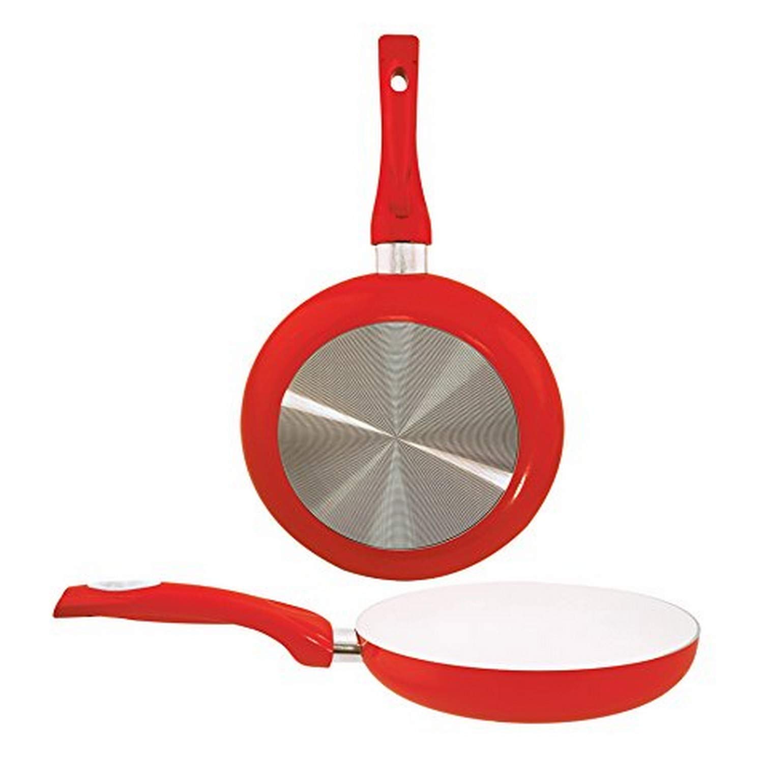 8 Inch Ceramic Coated Nonstick Frying Pan - Red Skillet for Eggs, Pancakes & Sauteing - Safe for Gas, Electric & Induction Cooktops - Perfect for Home Kitchen Cooking & Camping