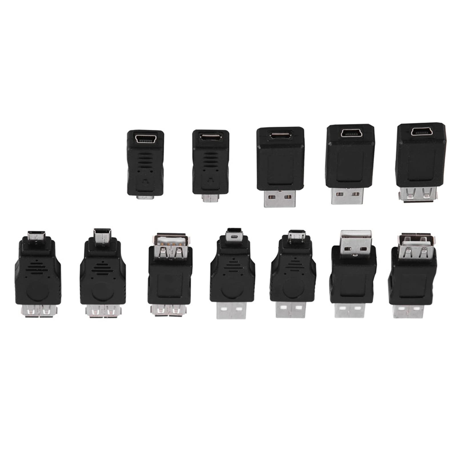 12-Piece USB Adapter Kit - Micro USB to USB A, Mini 5P USB, Mini USB & More - Universal Connector for Laptops, Phones, Tablets & PC - Includes 2x OTG Adapters for Data Transfer & Charging - Perfect for Travel, Office & Home Use