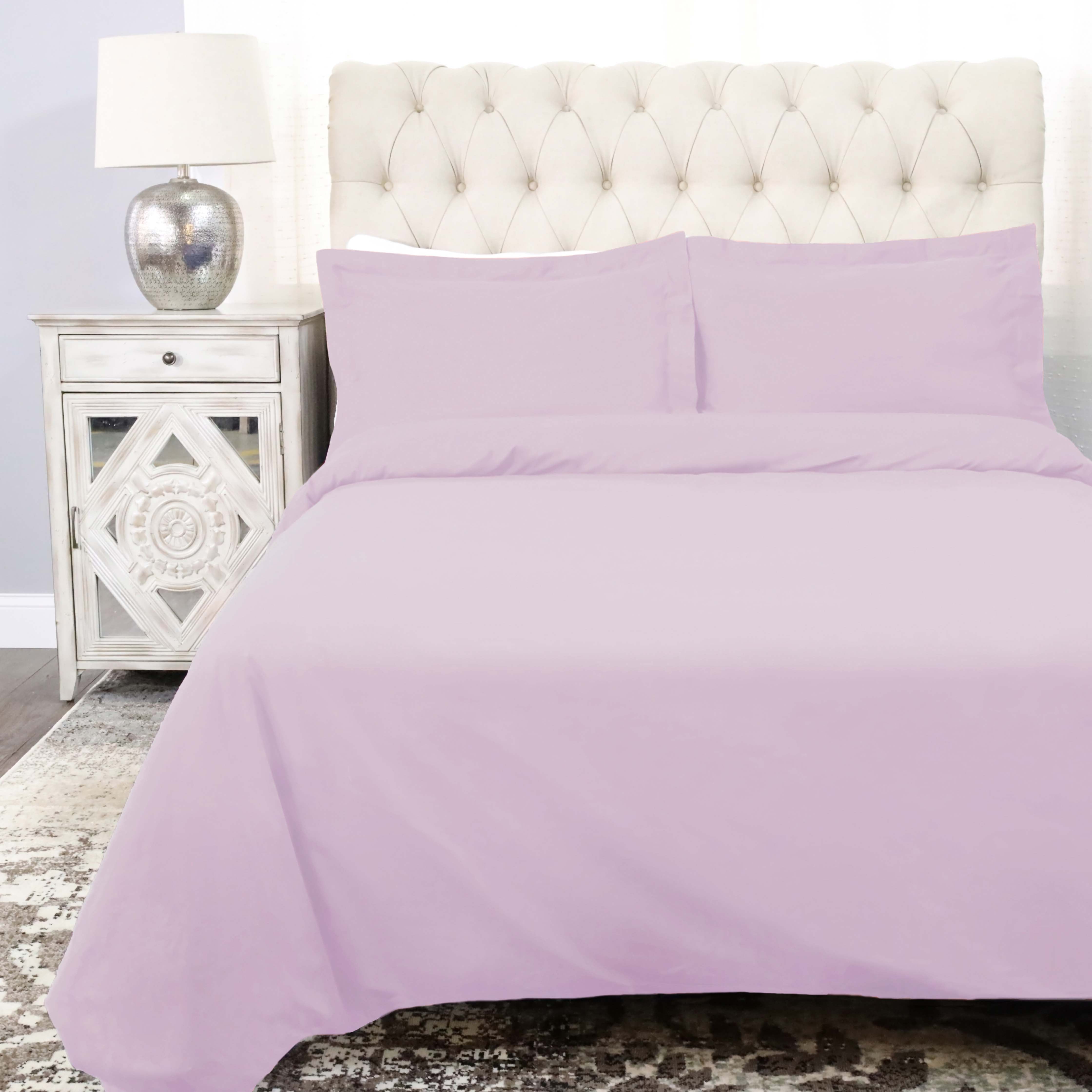 300 Thread Count Cotton Percale Solid Duvet Cover Set - Queen Size, Breathable & Soft Bedding Set for All Seasons - Perfect for Master Bedroom, Guest Room & Hotel Use