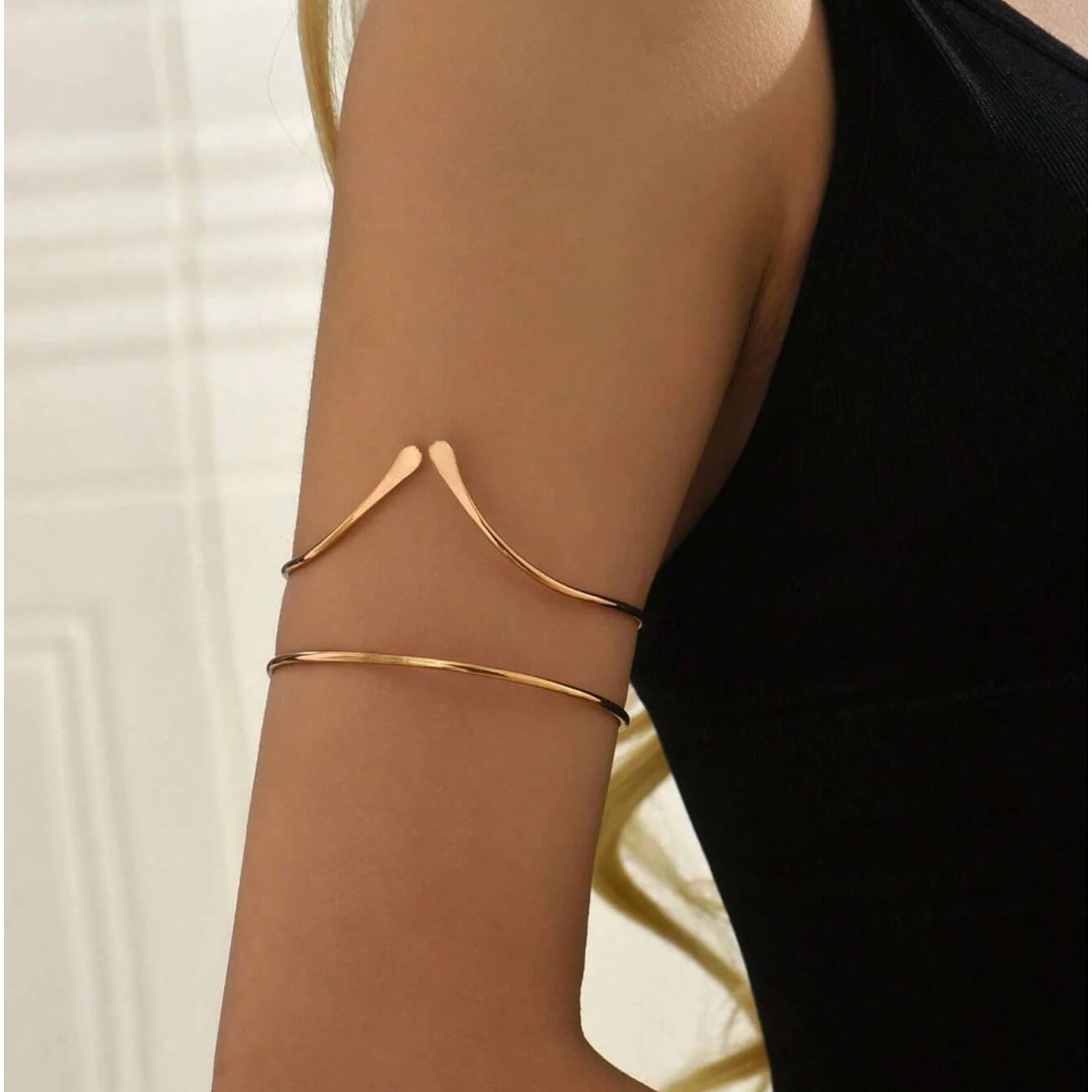 Gold Arm Cuff Bracelet for Women - Chunky Bangle Armband Jewelry - Perfect for Summer Dresses & Outfits | Elegant Accessory for Parties, Weddings & Special Occasions