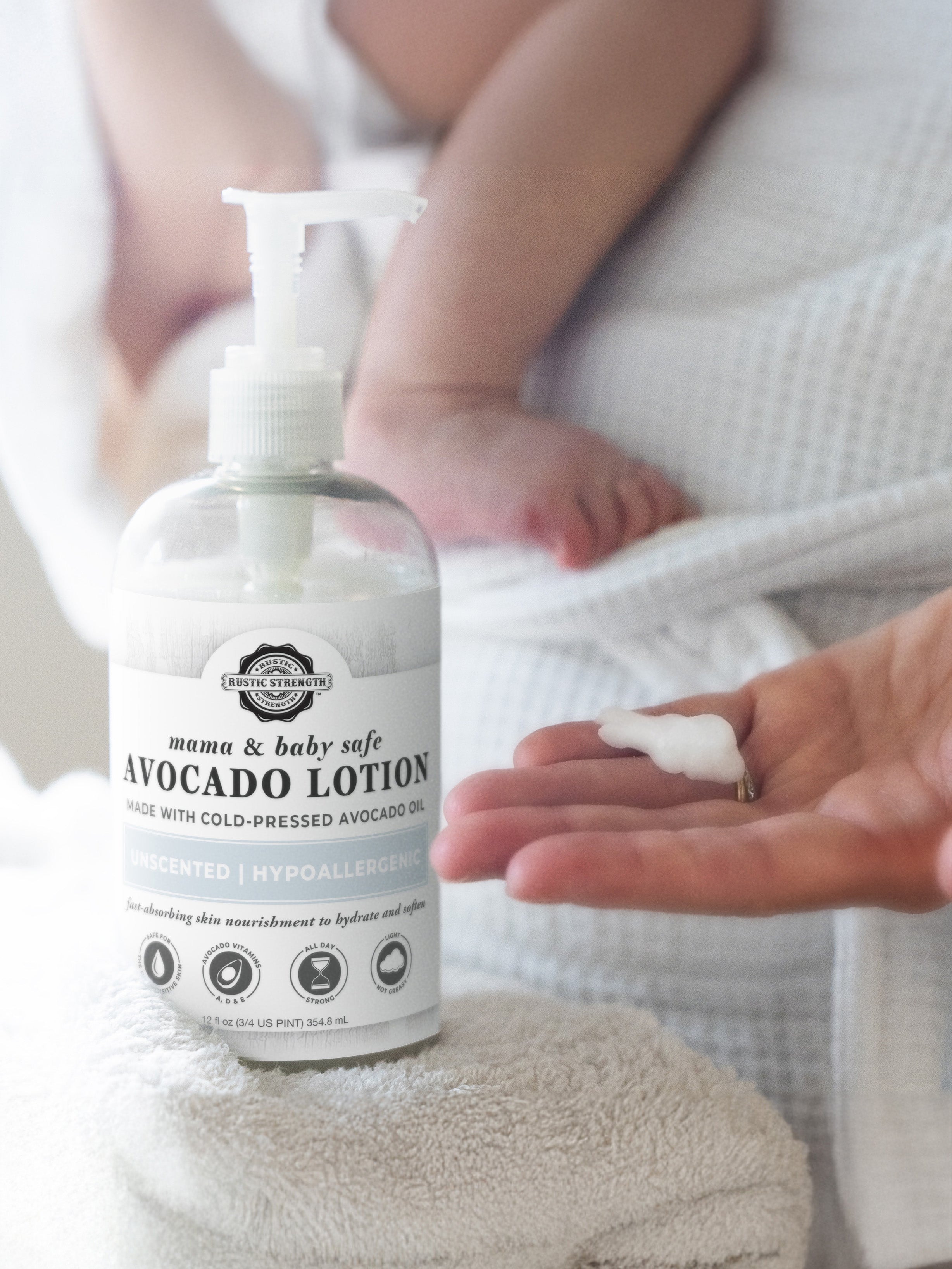 Organic Avocado Lotion for Face & Body - Hypoallergenic, Fragrance-Free Moisturizer for Sensitive Skin - Perfect for Pregnancy, Newborns & Eczema Care - Daily Hydration for Dry Skin Relief