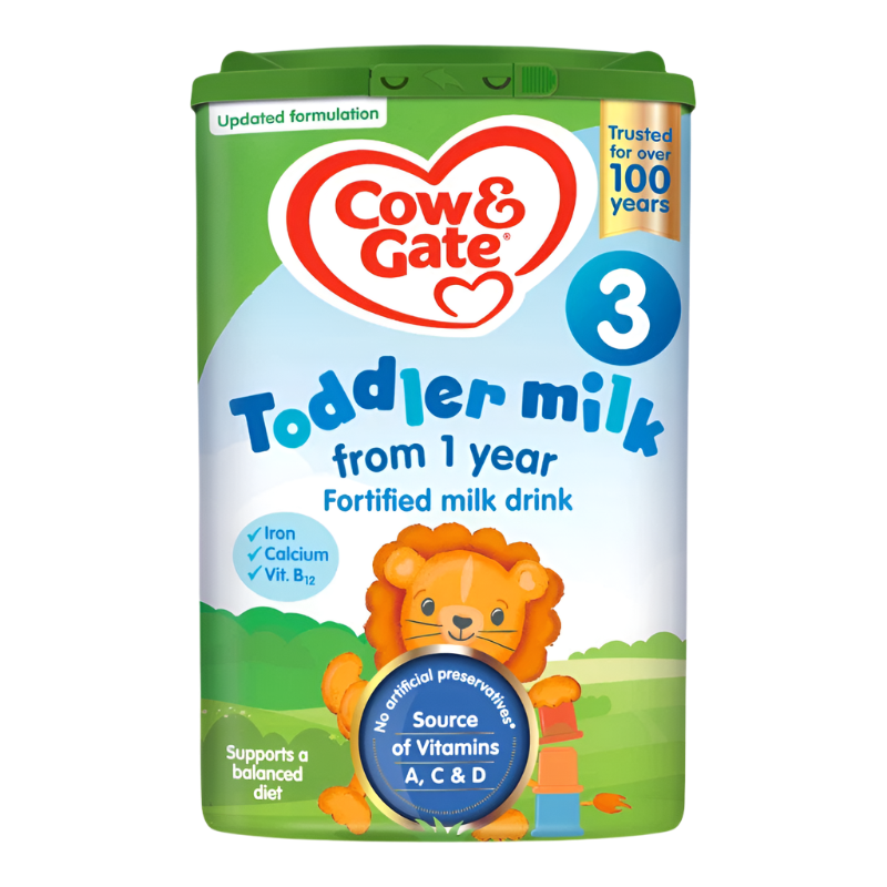 Cow & Gate Toddler Milk 3 - Growing Up Milk Powder for 1-3 Years Old Kids - 800g Pack - Supports Brain Development & Immune System - Perfect for Daycare, Travel & Healthy Snacks