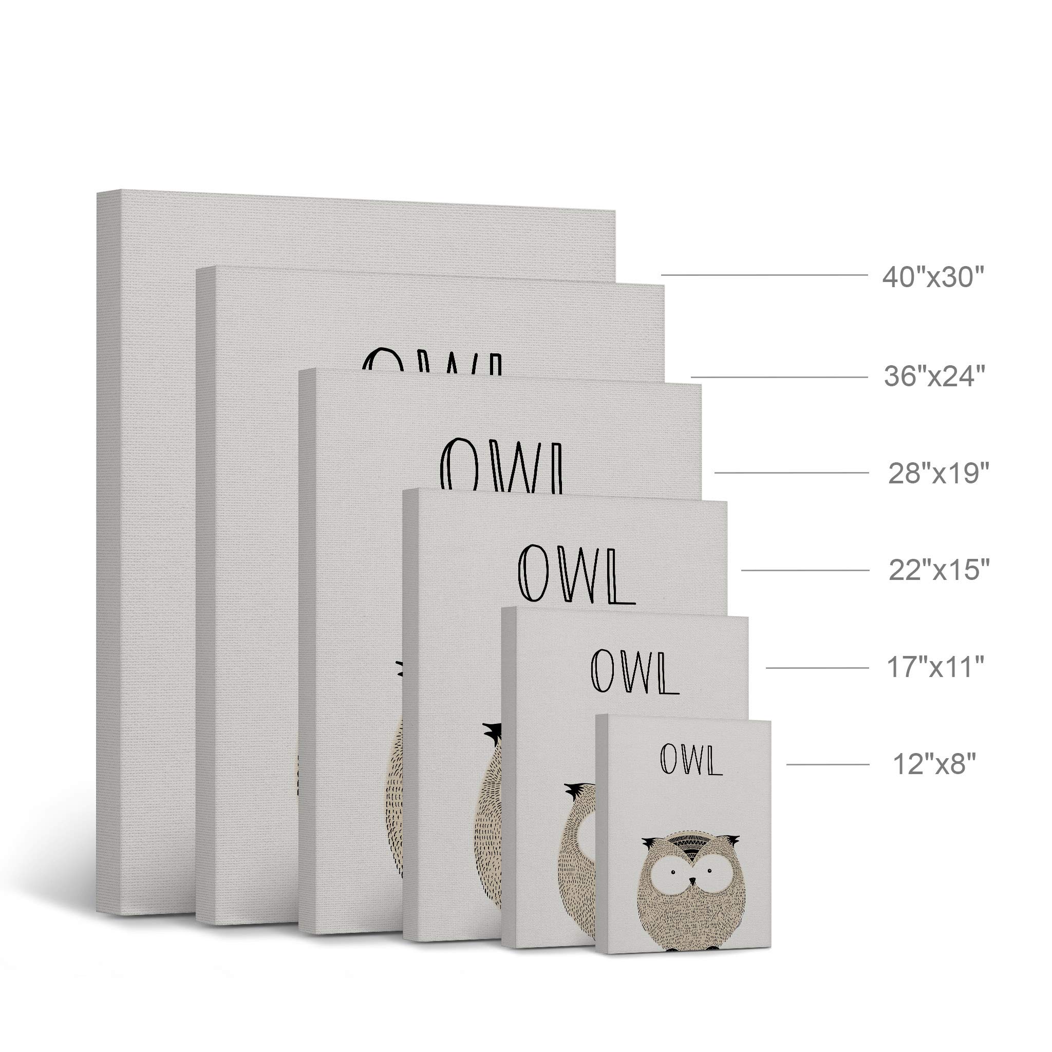 Owl Painting Canvas Print - Pretty Owl Art with Lettering on Cream Background, 40x30 Inch, Ready to Hang Wall Decor for Kids Room, Nursery, Baby Room | Made in USA | Perfect for Birthday Gifts & Home Decoration