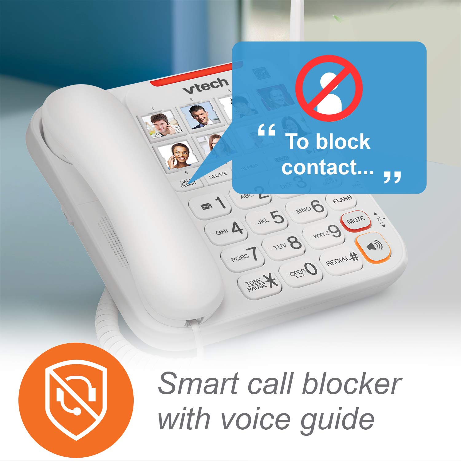 VTech CareLine SN5147 Amplified Corded/Cordless Phone for Seniors - 90dB Extra Loud Ringer, Big Buttons & Large LCD Display - Easy-to-Use Home & Office Landline Telephone System for Elderly & Hearing Impaired