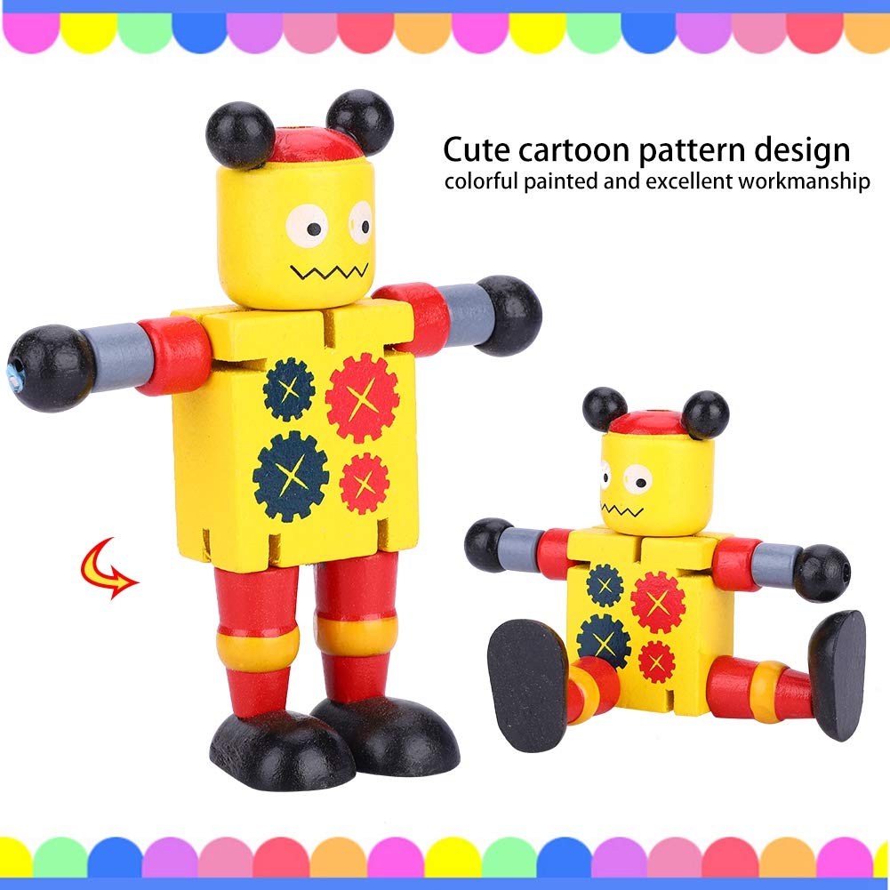 Cryfokt Wooden Robot Toys for Kids - Non-Toxic Educational STEM Toy (Yellow) | Perfect for Preschool Learning, Birthday Gifts & Creative Play