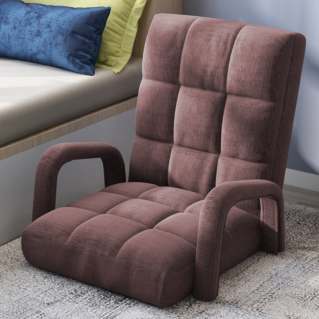 2X Foldable Lounge Cushion - Adjustable Floor Recliner Chair with Armrests for Living Room, Bedroom & Outdoor Relaxation - Comfortable Lazy Sofa for Reading, Napping & Coffee Time