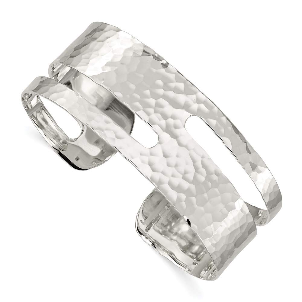 925 Sterling Silver Hammered Cuff Bangle Bracelet - Solid Polished Fancy Jewelry for Women, Gift for Her, Wedding, Party & Everyday Wear