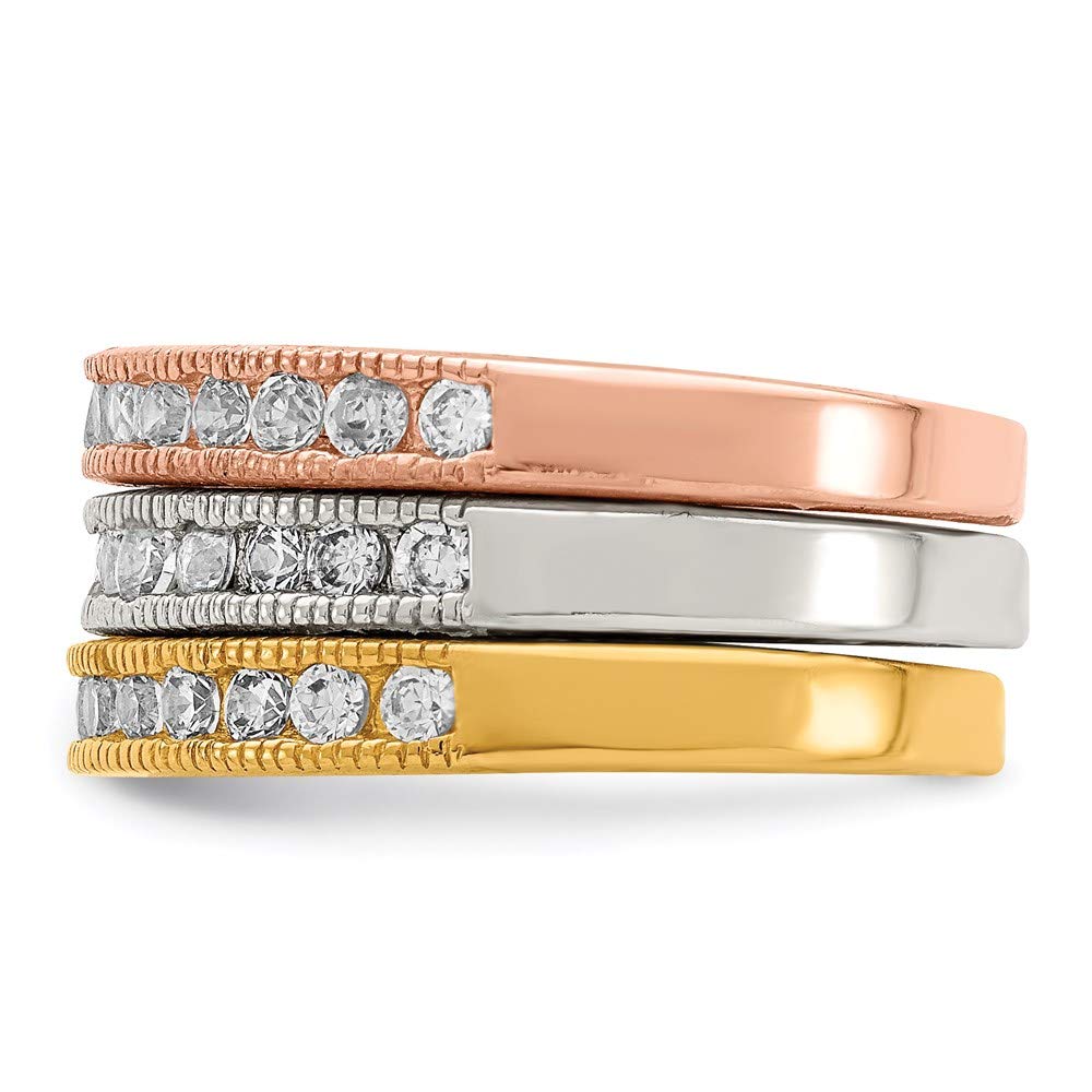 925 Sterling Silver Vermeil Trio Cubic Zirconia Ring for Women - Elegant Fine Jewelry Gift for Her - Perfect for Anniversaries, Birthdays & Special Occasions