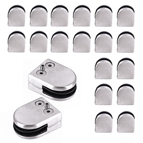 20 Pack Stainless Steel Glass Clamp Holders - Flat Glass Connection Clamps for Secure Fastening - Perfect for Glass Shelves, Tabletops, and DIY Projects