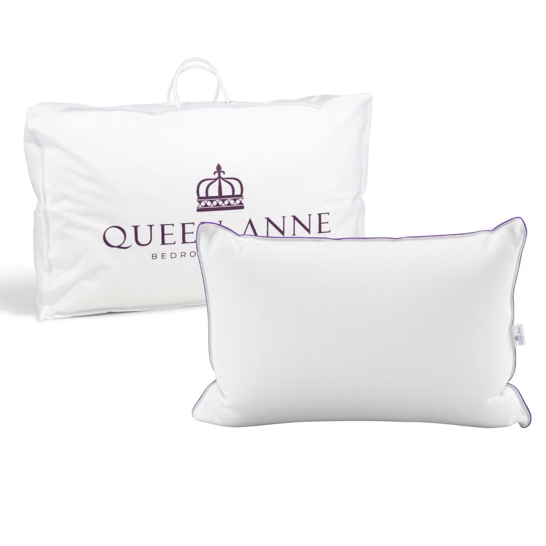 Premium Queen Anne Luxury 100% Down Pillow - Hypoallergenic European White Goose & Duck Down Blend - Cruelty-Free Hotel Quality Pillow - Made in USA (Standard Soft) - Perfect for Side Sleepers & Luxury Bedrooms