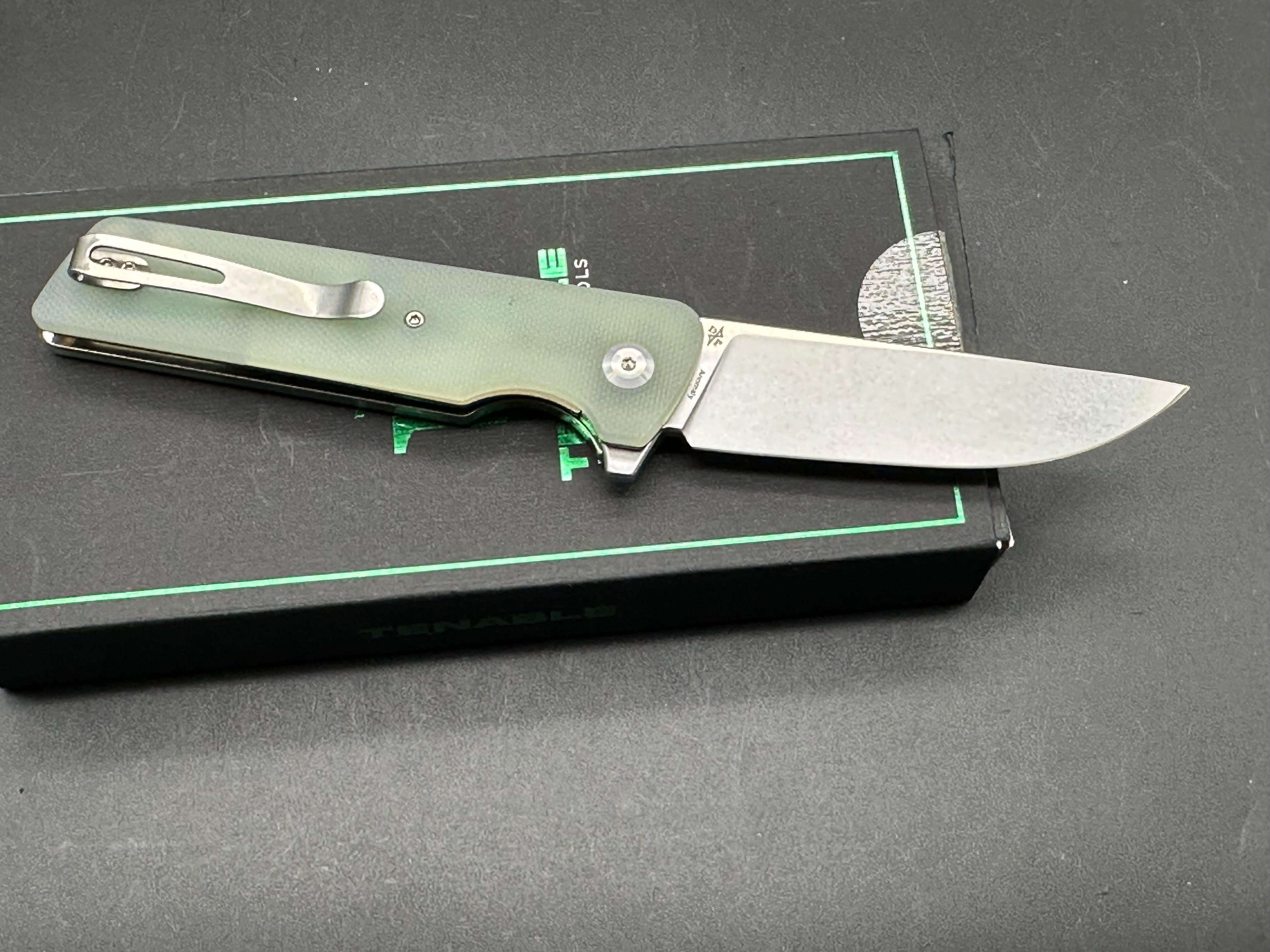 Premium TENABLE ANOMALY Folding Knife with Jade G10 Handle - Nitro-V Steel Plain Edge & Stonewash Finish - EDC, Camping, Survival, and Outdoor Activities