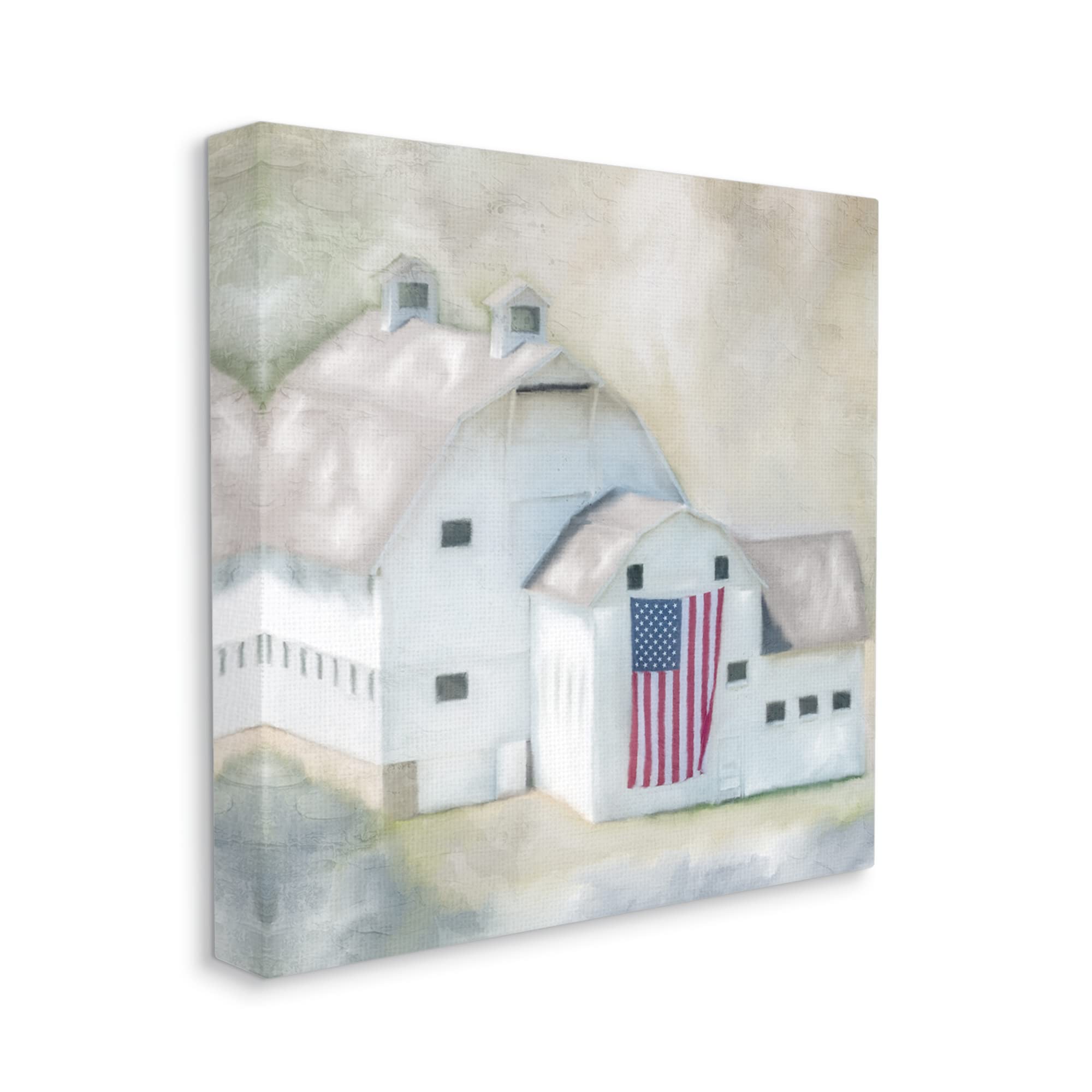 Stupell Industries American Flag White Farmhouse Barn Wall Art - Rustic Countryside Decor by Kim Allen | Perfect for Living Room, Bedroom & Farmhouse Style Homes