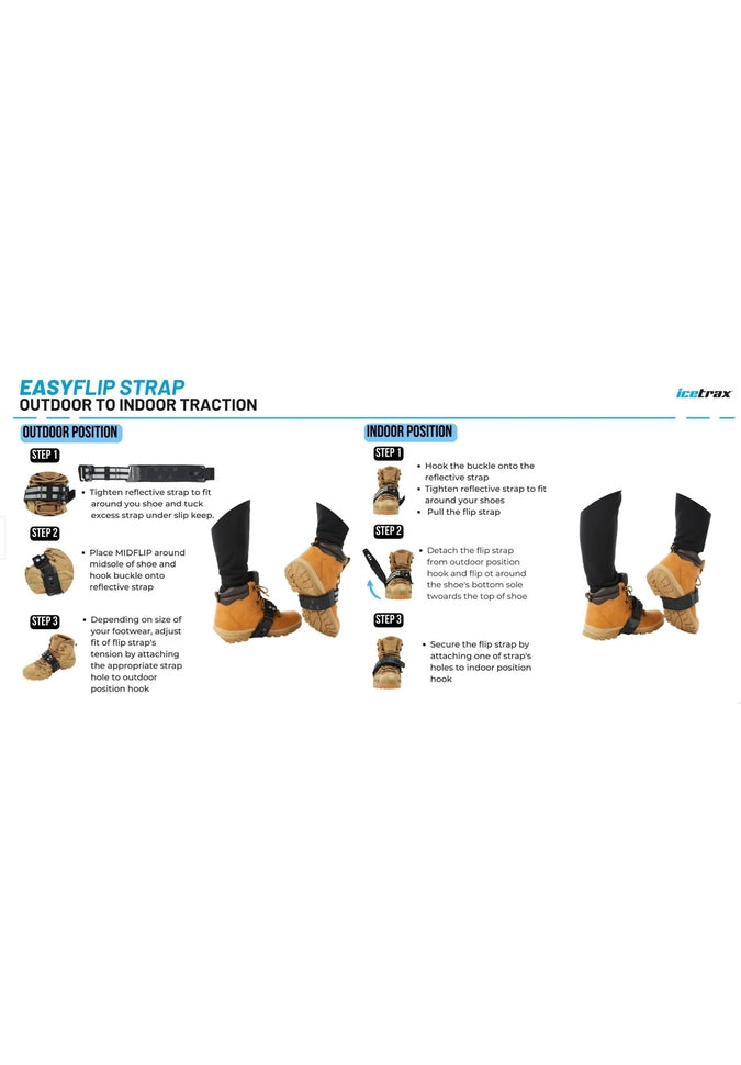 Icetrax Midflip Mid Sole Ice Cleats - Non-Slip Traction for Winter Shoes - Perfect for Hiking, Running & Walking on Ice & Snow