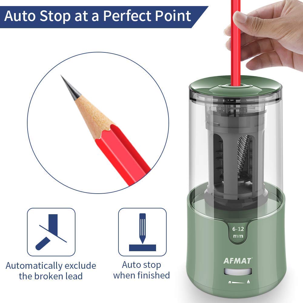 AFMAT Electric Pencil Sharpener & Eraser Kit - Auto Stop, Super Sharp Fast Sharpener with 140 Eraser Refills for Colored Pencils - Rechargeable Electric Eraser for Drawing, Drafting, Art, School & Office Supplies - Perfect for Artists, Students & Professionals