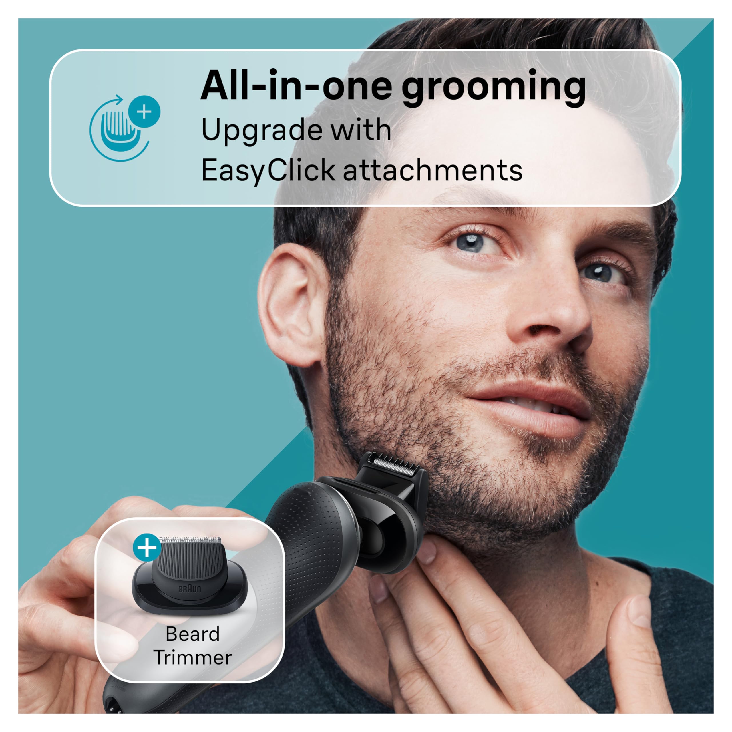 Braun Series 7 7127cs Electric Razor for Men - Wet & Dry Foil Shaver with Beard Trimmer | Waterproof, Turbo & Gentle Modes | German Engineered | Includes Charging Stand (Space Grey) | Perfect for Travel, Daily Shaving & Sensitive Skin