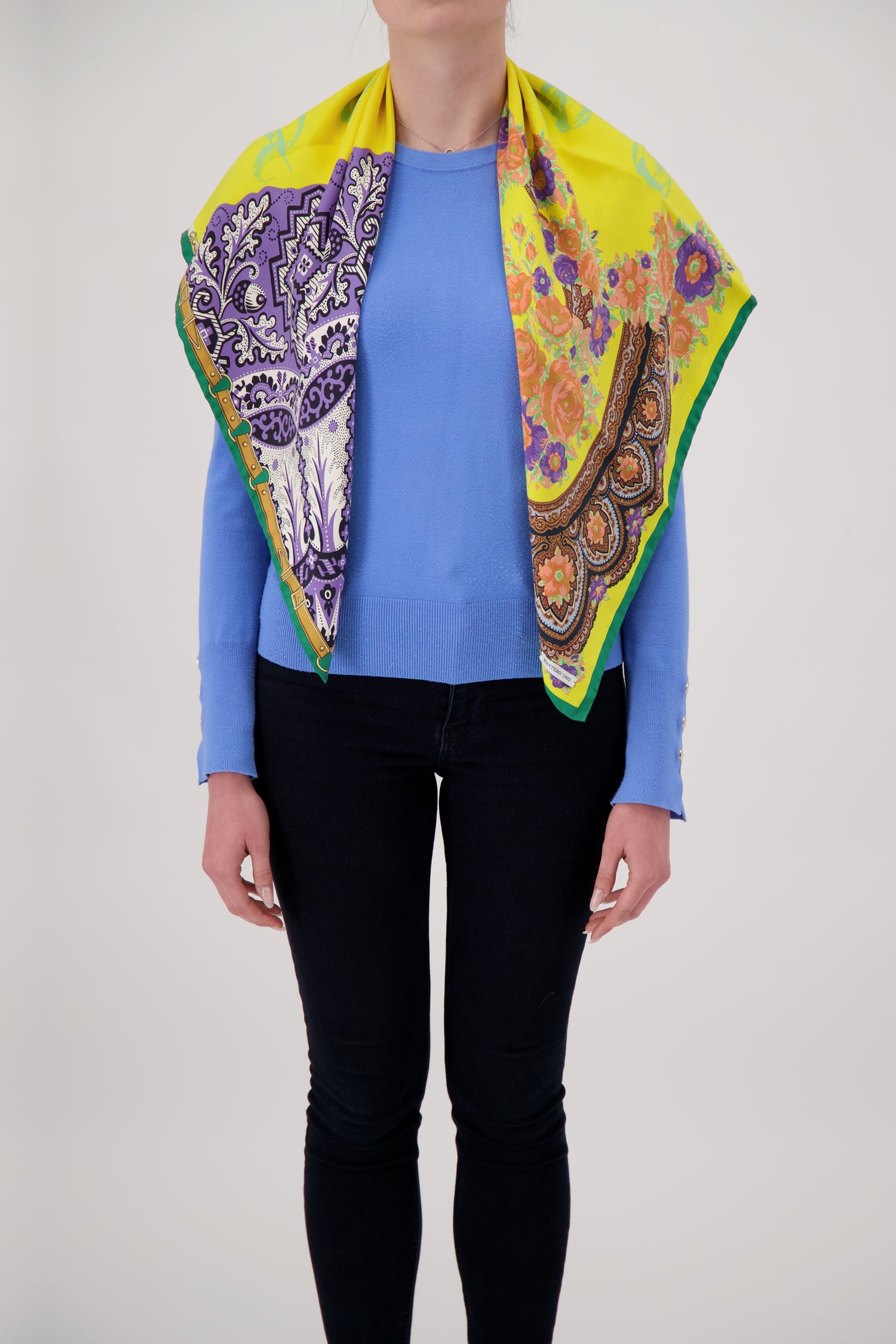 Mantero Multicolor Balcan Trip Silk Scarf - Elegant Fashion Accessory for Women, Perfect for Travel, Parties & Special Occasions