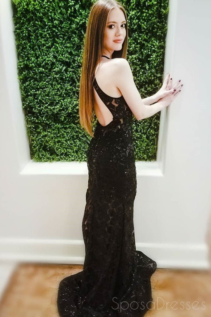 Elegant Black Lace Halter Mermaid Prom Dress - Custom Long Evening Gown for Women | Perfect for Formal Dances, Weddings & Special Occasions